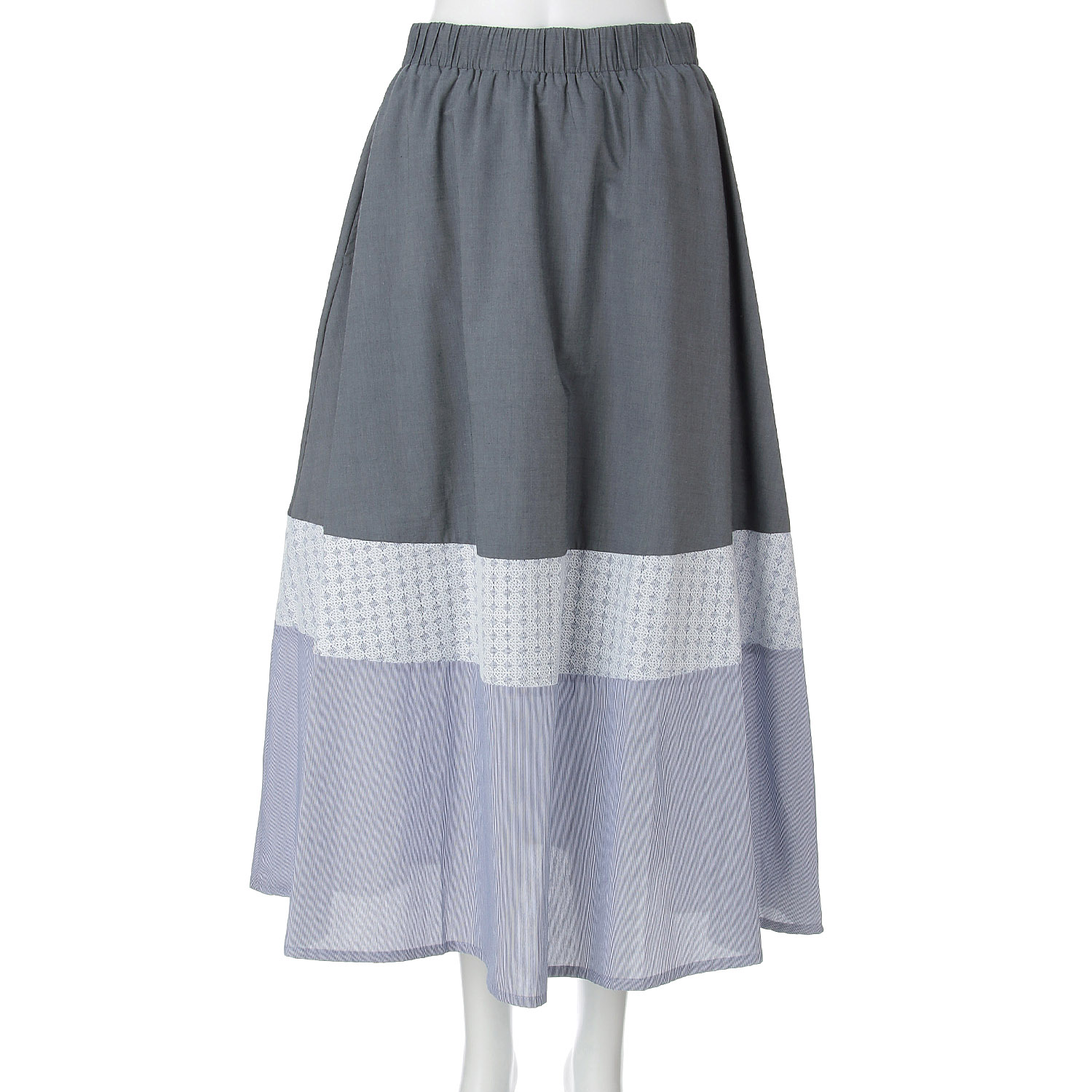 ADESSO L’ORA レースストライプドッキングスカート - 画像9