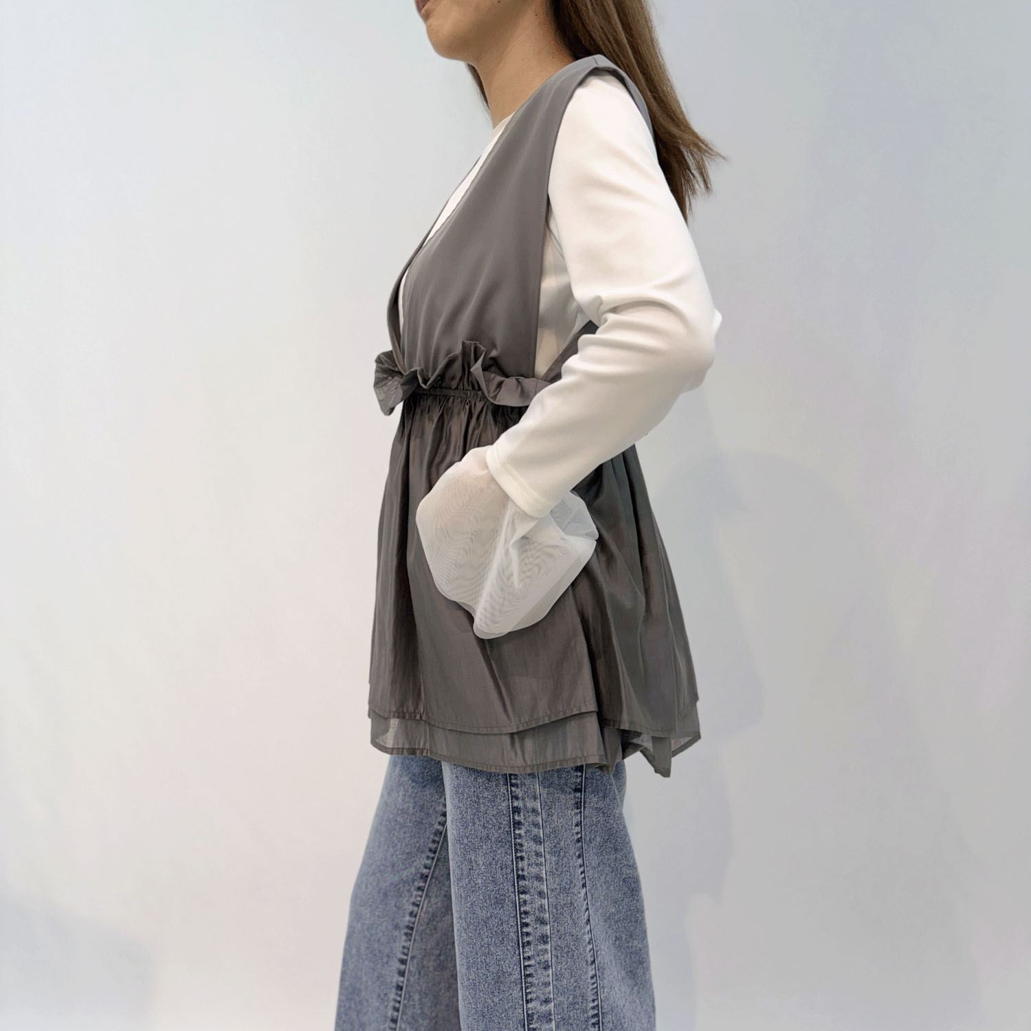 ペプラムシアー切替ベスト - 画像5