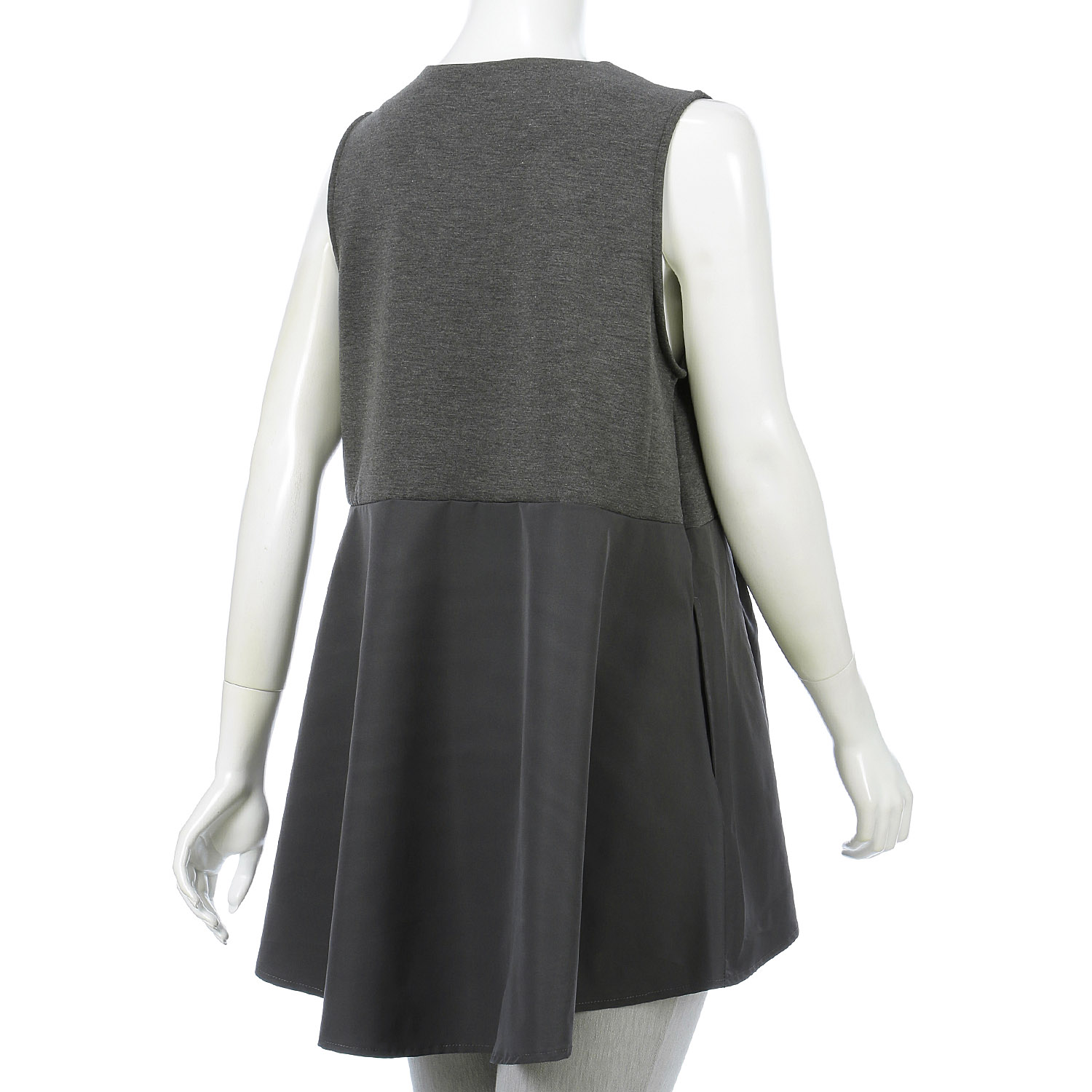 裾布帛タック切替えベスト - 画像3