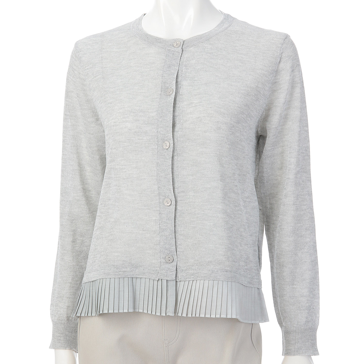 プリーツシフォン切替カーディガン