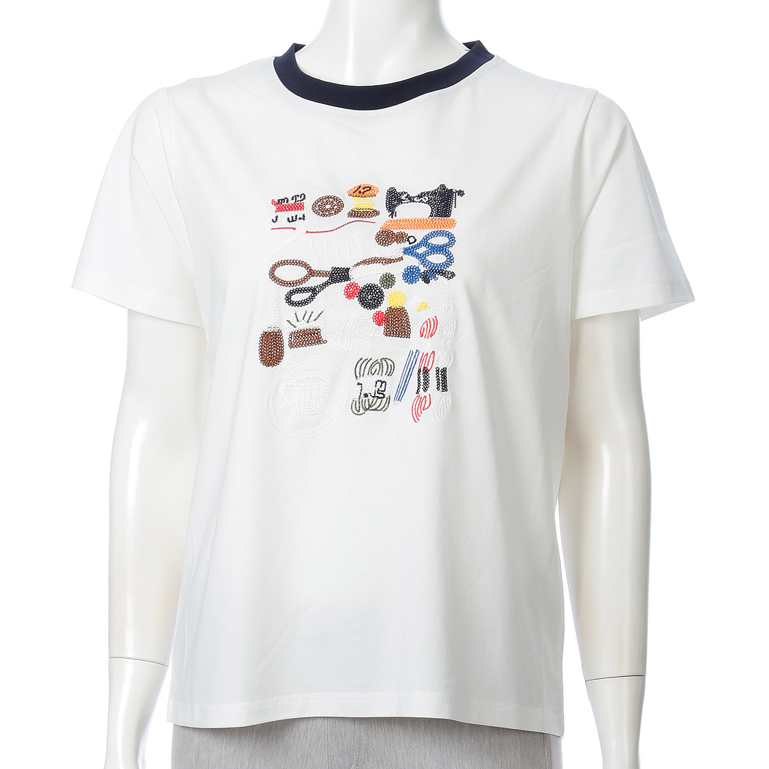 文房具刺繍レギュラー丈Tシャツ - 画像1