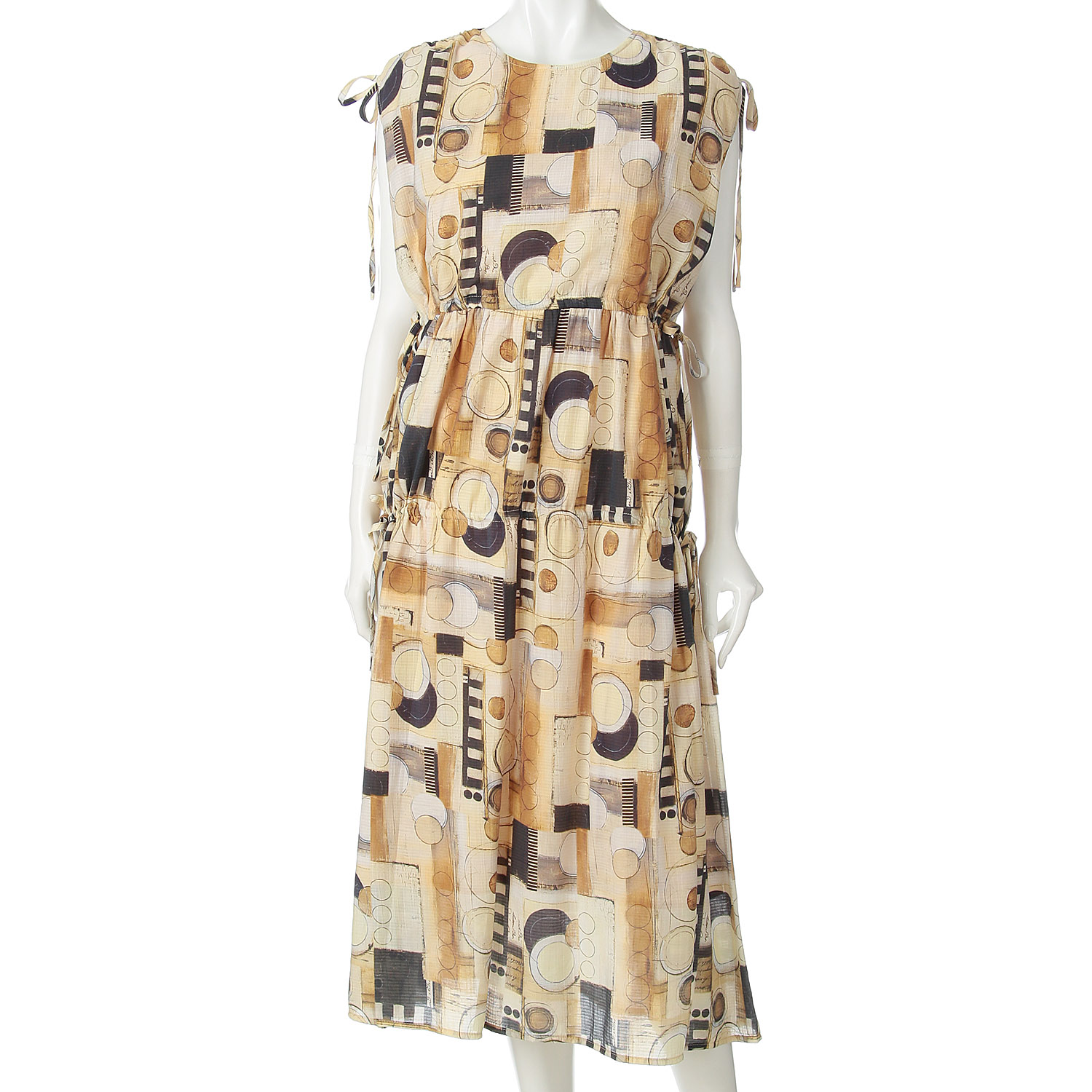 リボンギャザープリントワンピース - 画像4