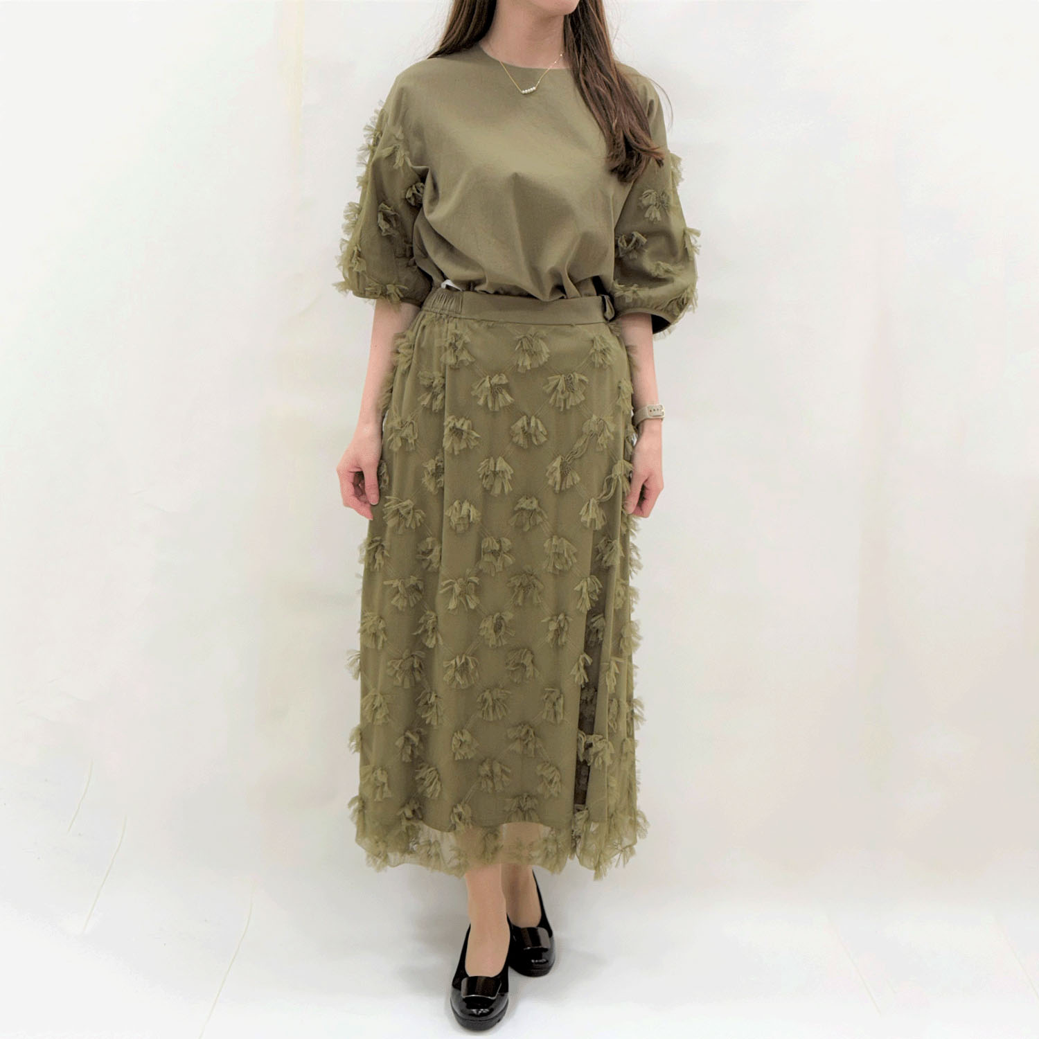 チュール刺繍レーススカート - 画像1