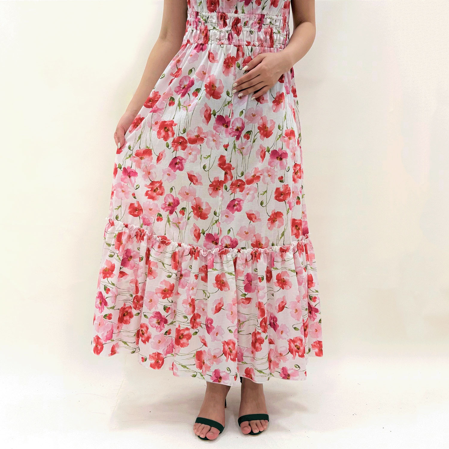 ADESSO L’ORA Wシャーリング花柄ワンピース - 画像6