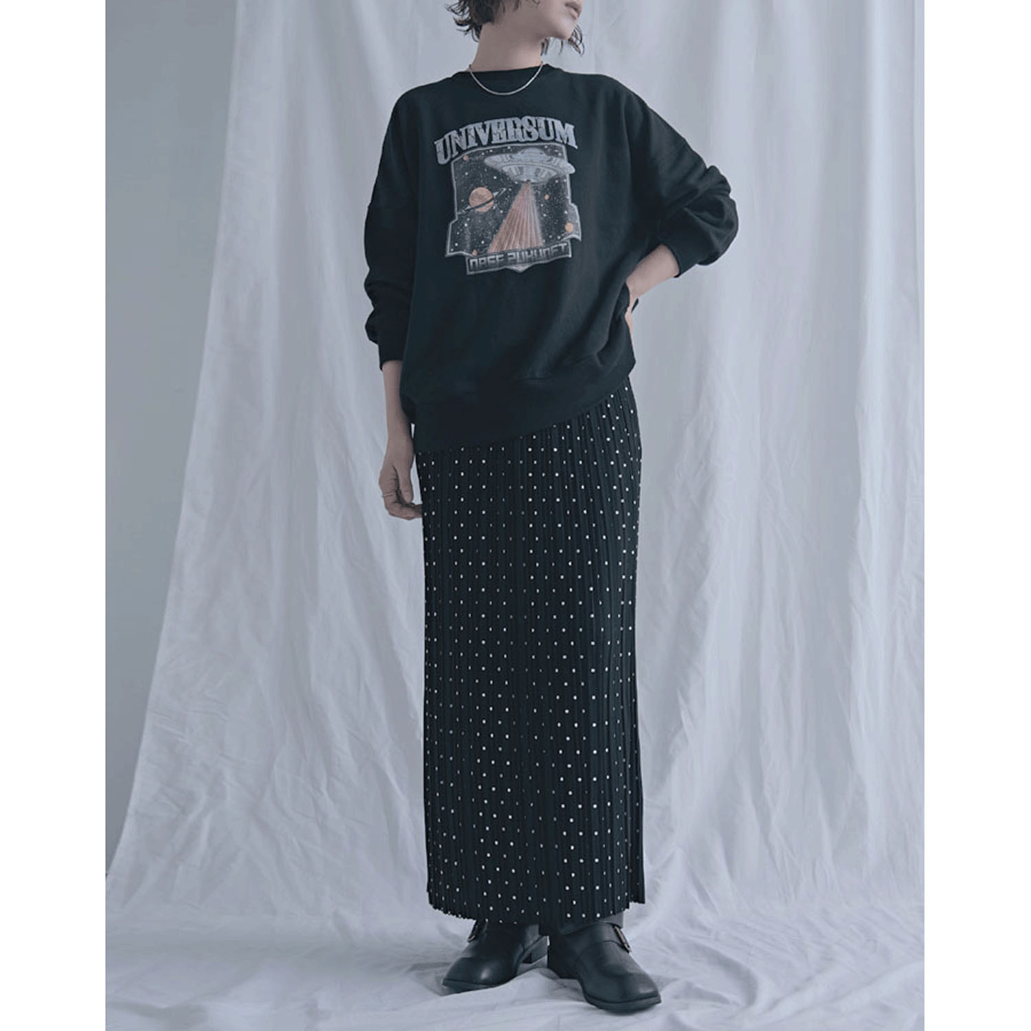 【Insta Live】プリーツ水玉柄スカート - 画像1