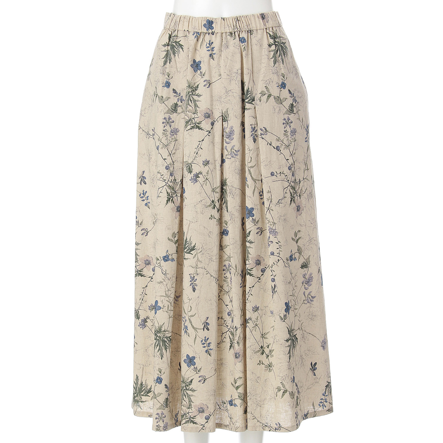 綿麻プリントスカート - 画像1