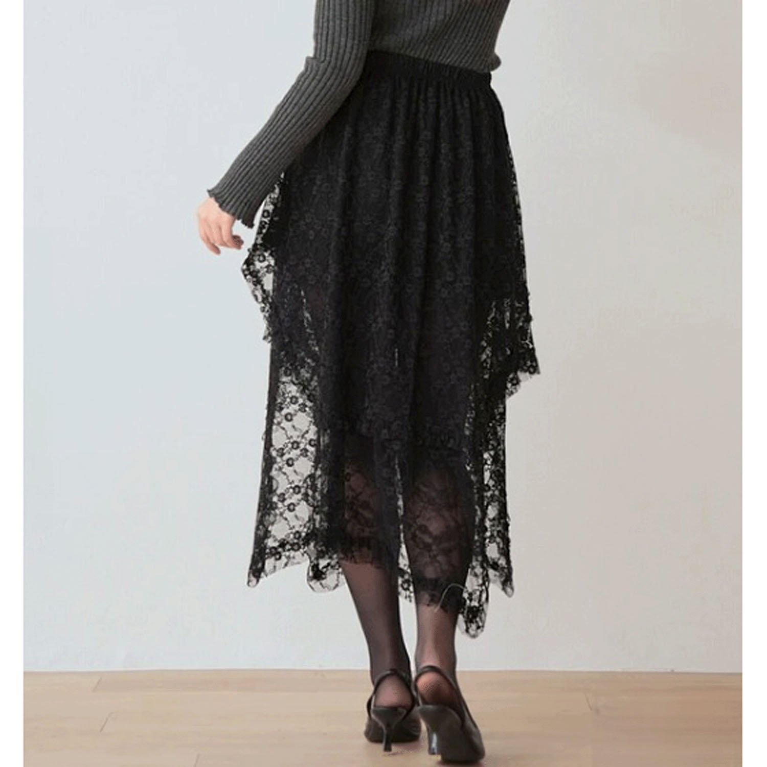 Nohea レースレイヤード アシンメトリースカート - 画像13