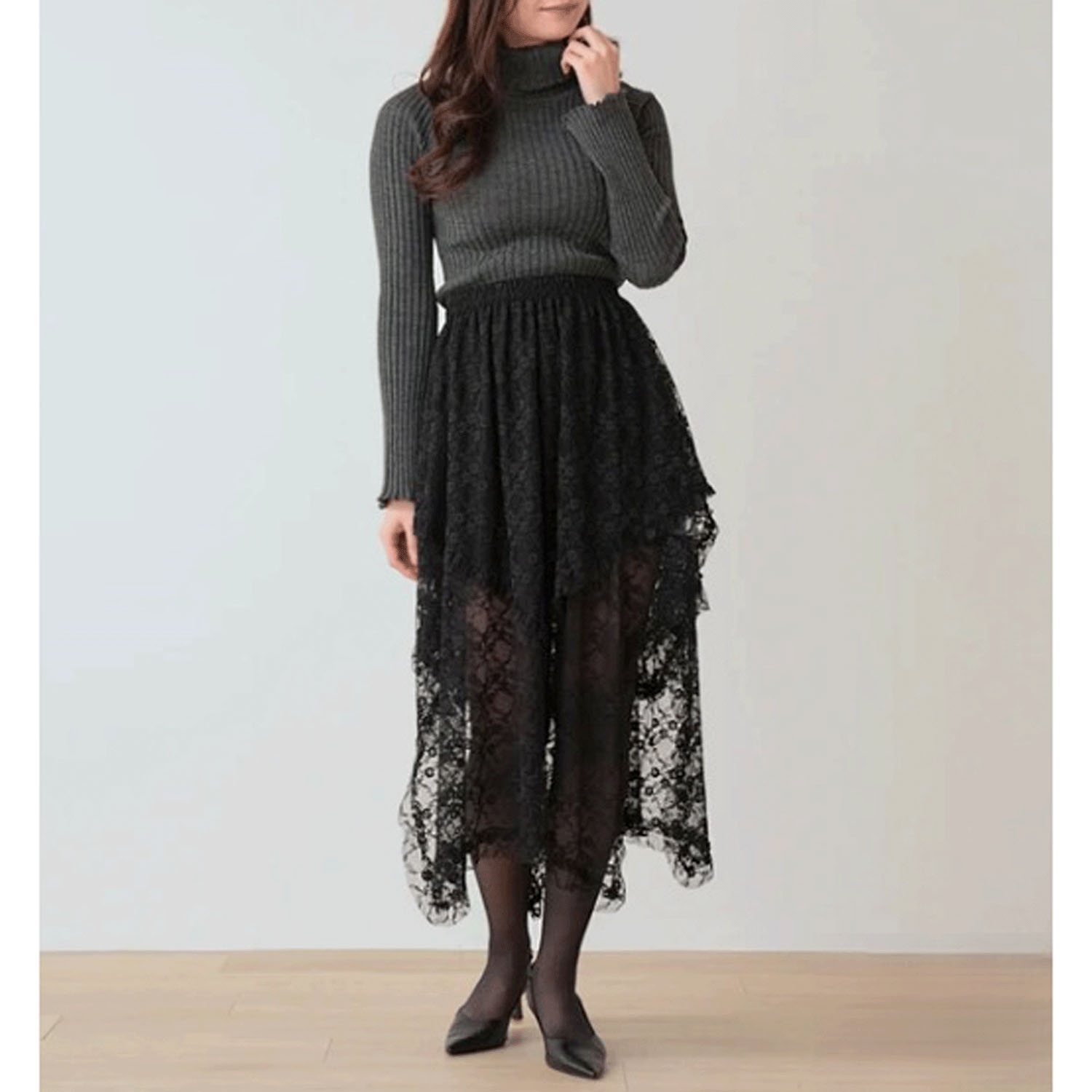 Nohea レースレイヤード アシンメトリースカート - 画像14