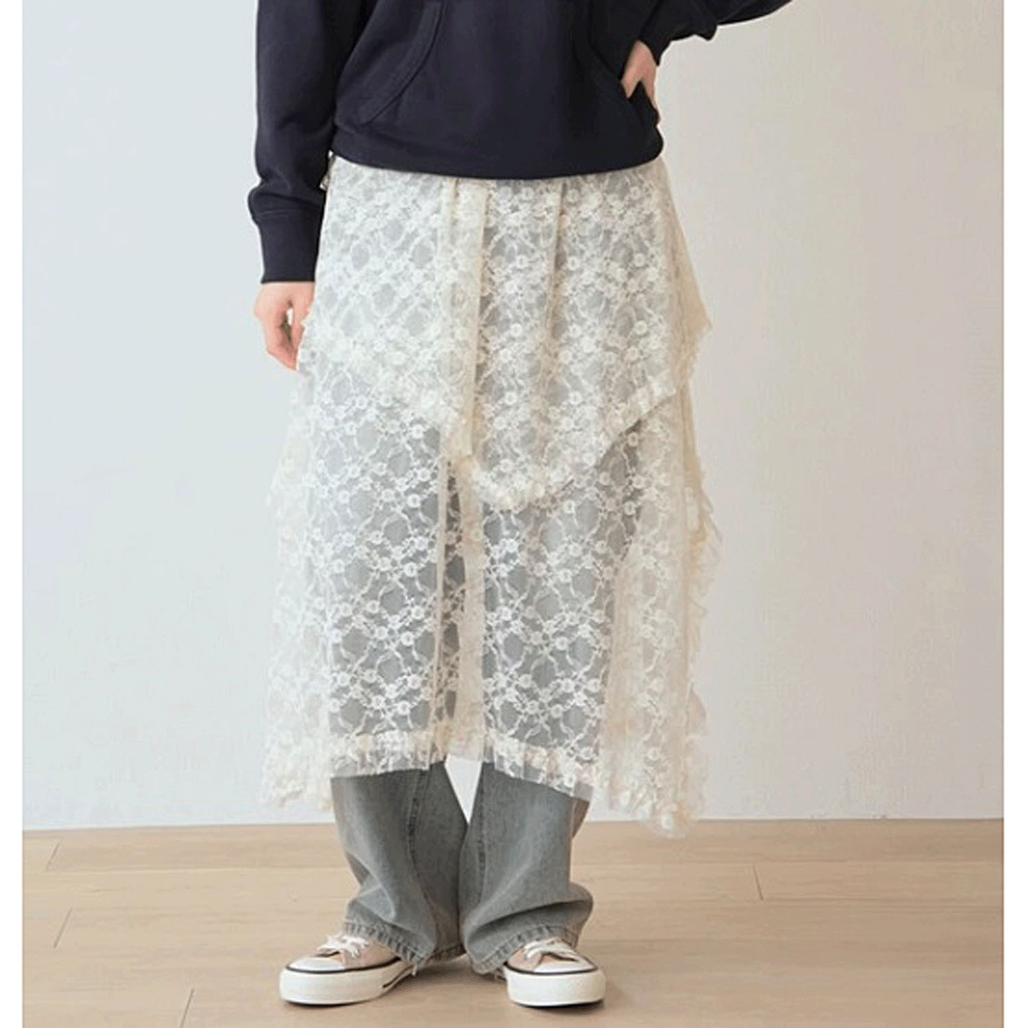 Nohea レースレイヤード アシンメトリースカート - 画像17