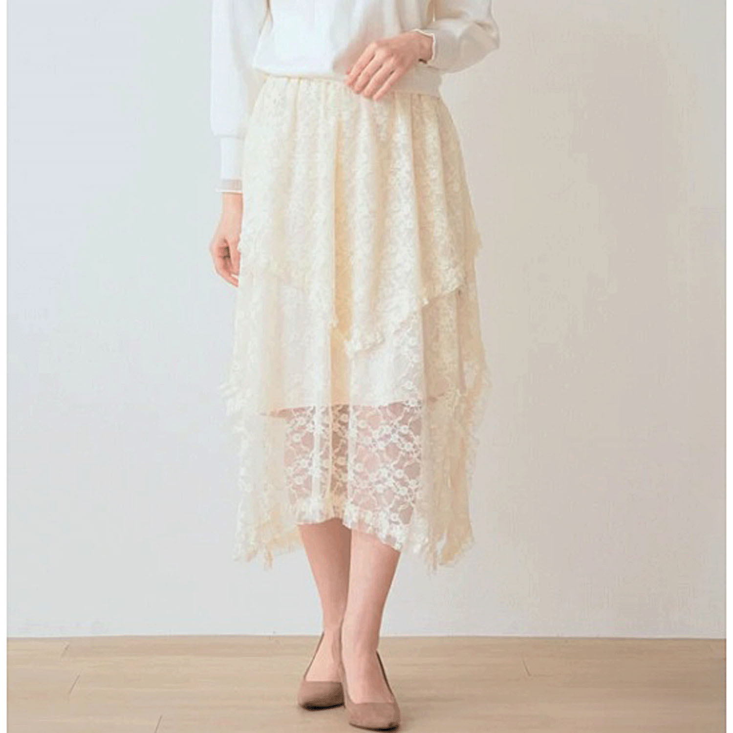 Nohea レースレイヤード アシンメトリースカート - 画像21