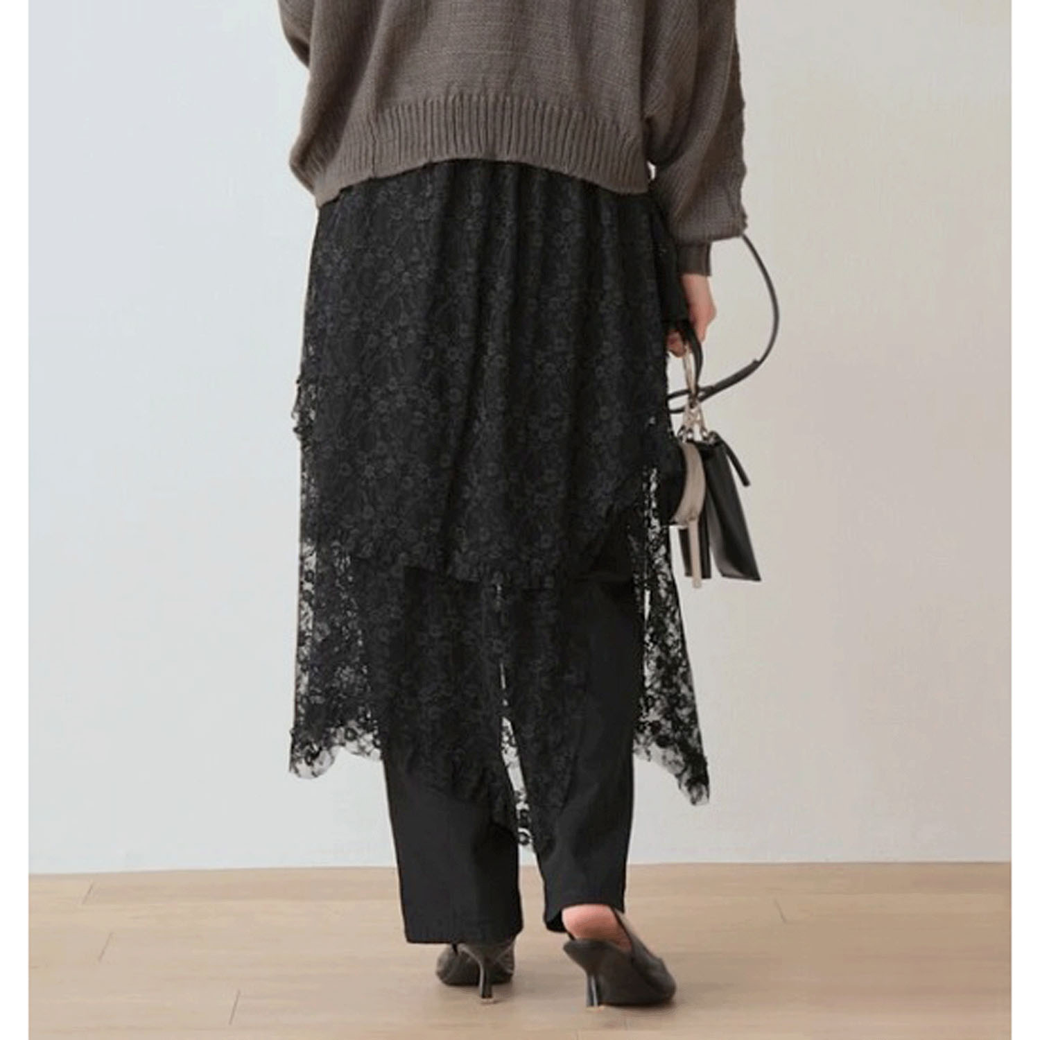 Nohea レースレイヤード アシンメトリースカート - 画像8