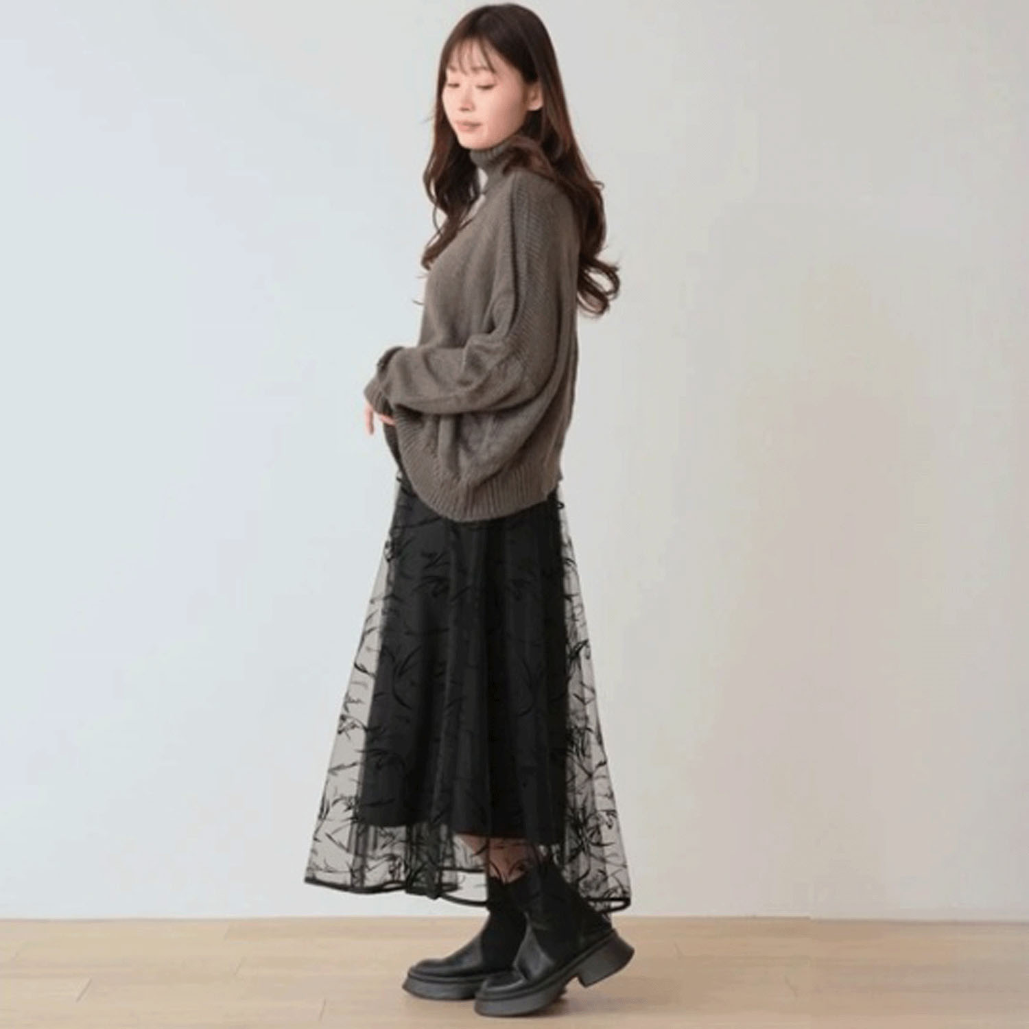 Nohea フロッキープリントチュールスカート - 画像13