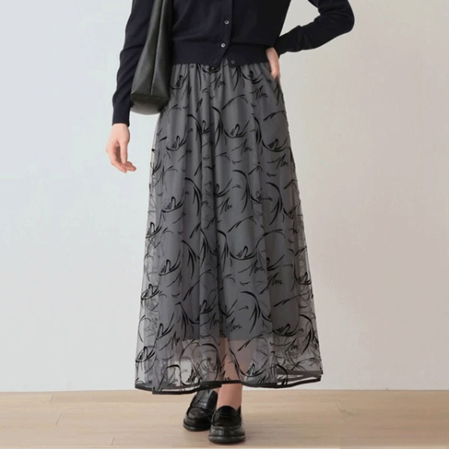 Nohea フロッキープリントチュールスカート - 画像8