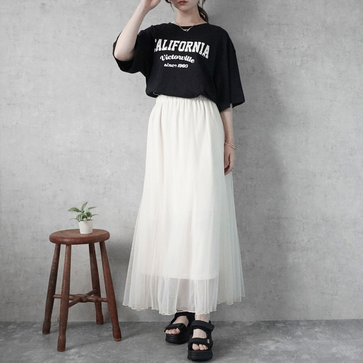 W HEART 大人チュールロングスカート - 画像9