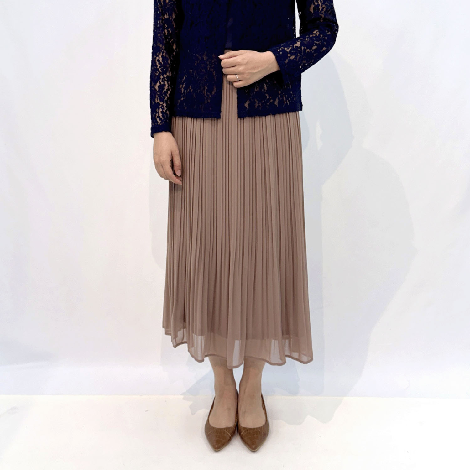 Jouir シフォン裾消しプリーツスカート - 画像6