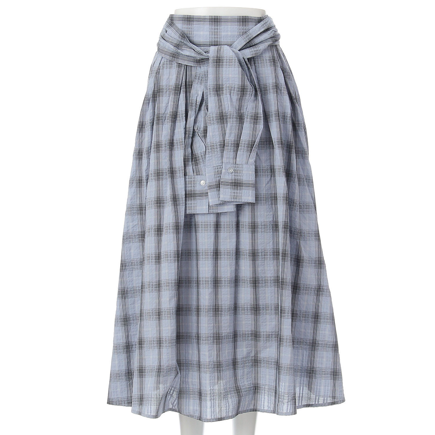 サッカーチェックシャツディテールスカート - 画像3