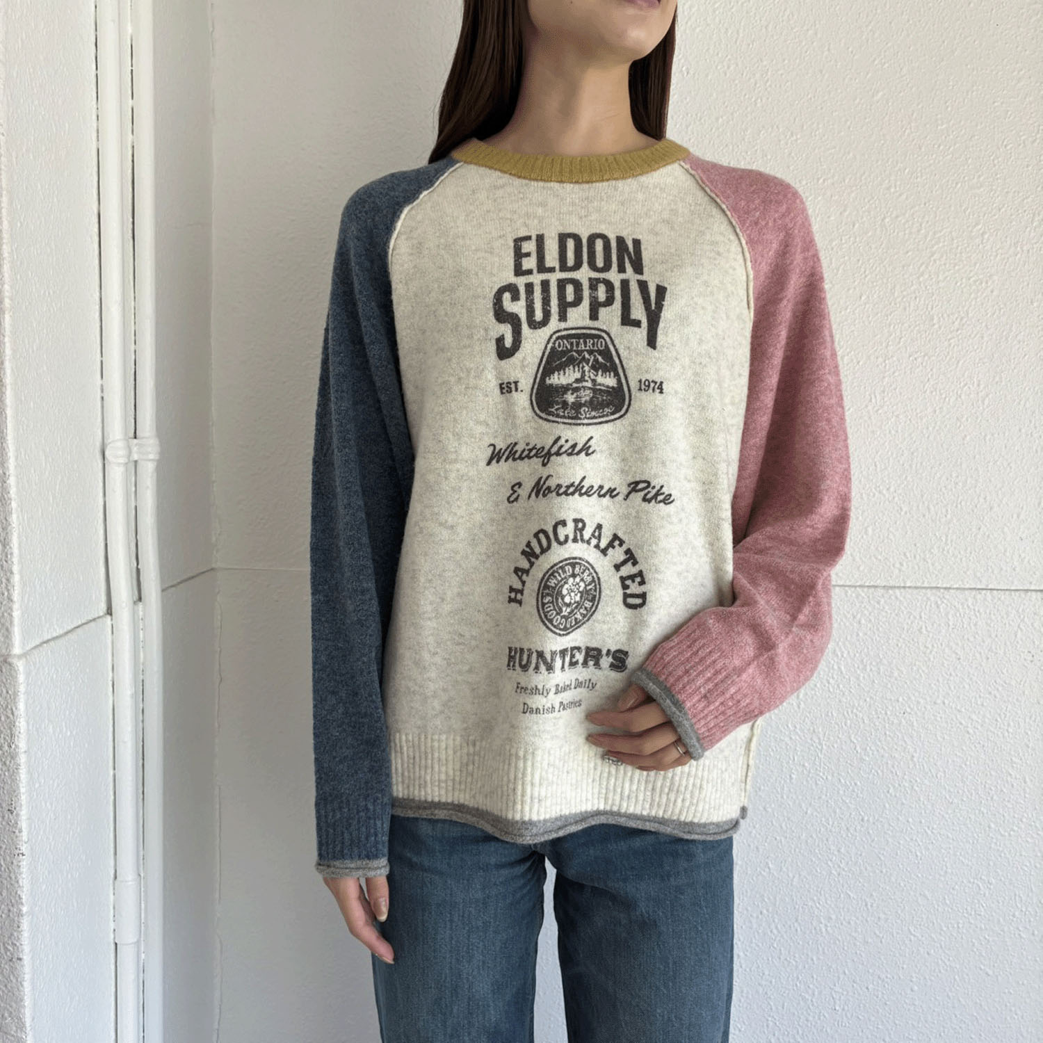 CUBE SUGAR ヤクフィール ニット ロゴ プリント プルオーバー - 画像9