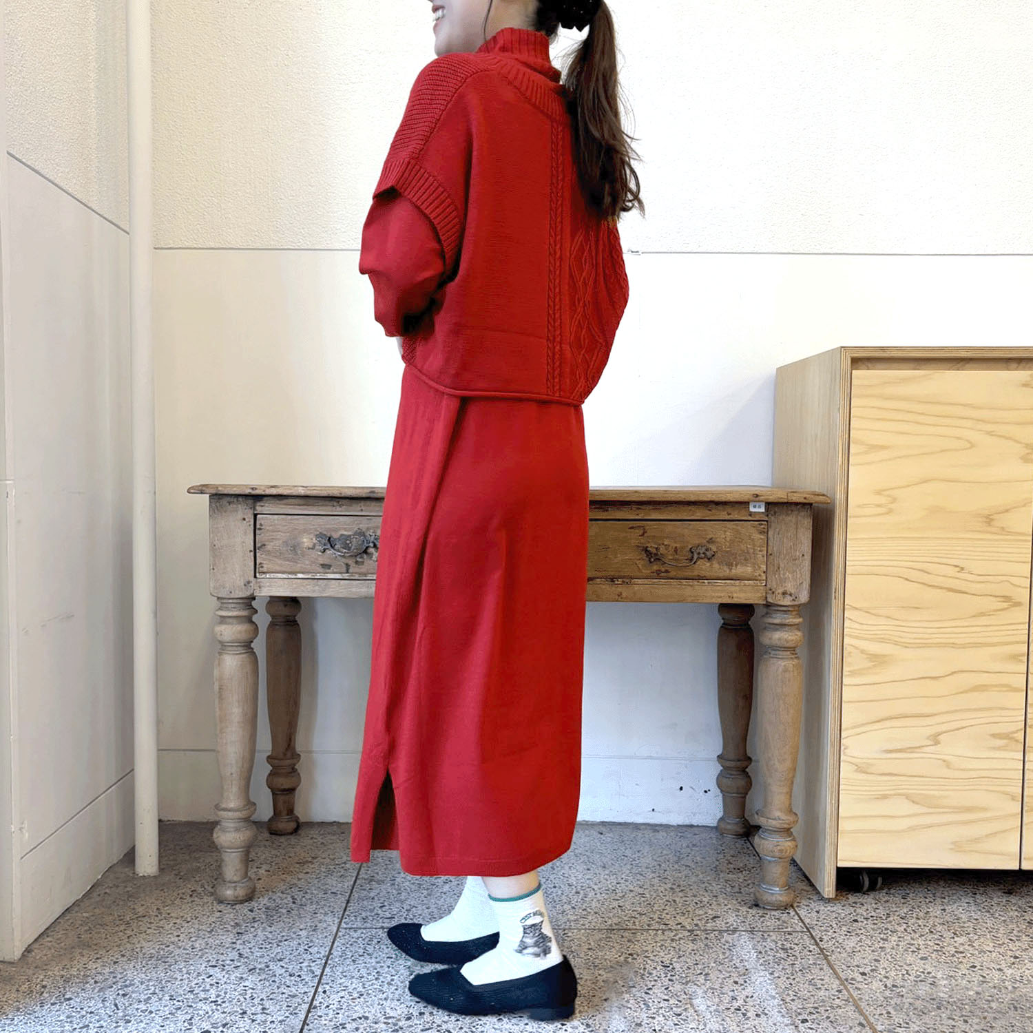 天竺ワンピースケーブル入りベストSET - 画像3