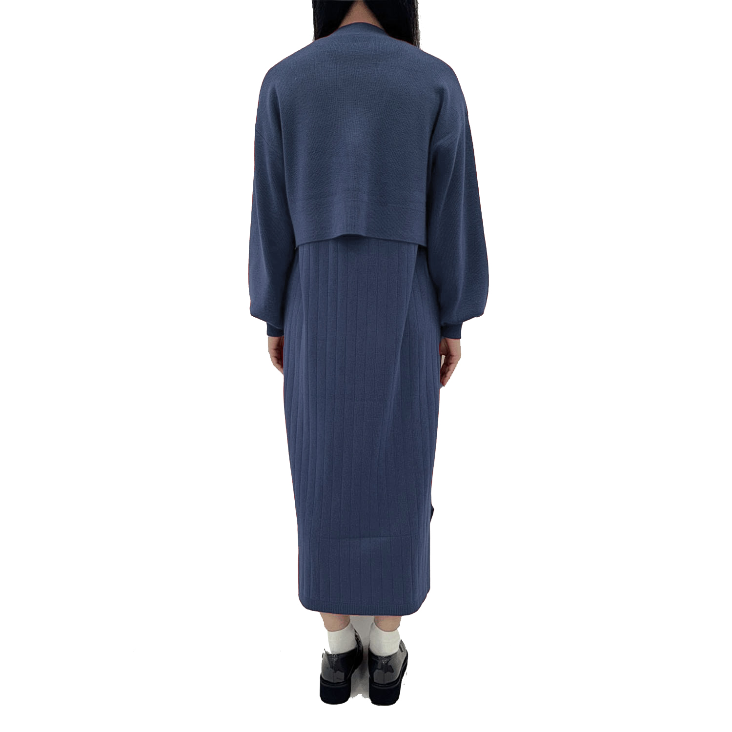 ワイドリブノースリーブワンピース畦カーディガンSET - 画像12