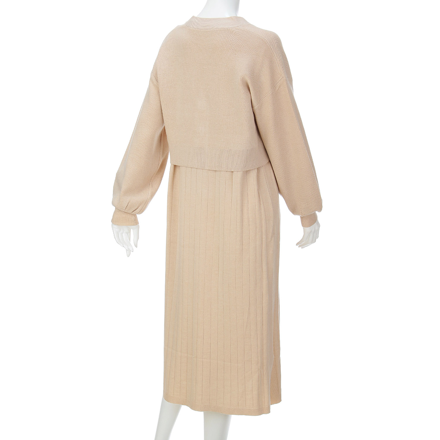 ワイドリブノースリーブワンピース畦カーディガンSET - 画像8