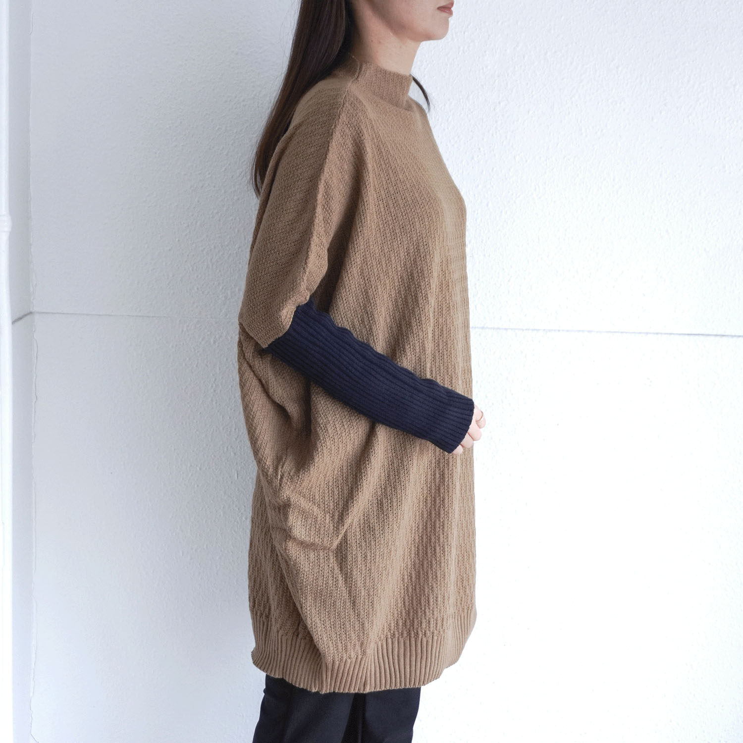 【my life】ボトルネック コクーン バイカラーチュニックニット - 画像2