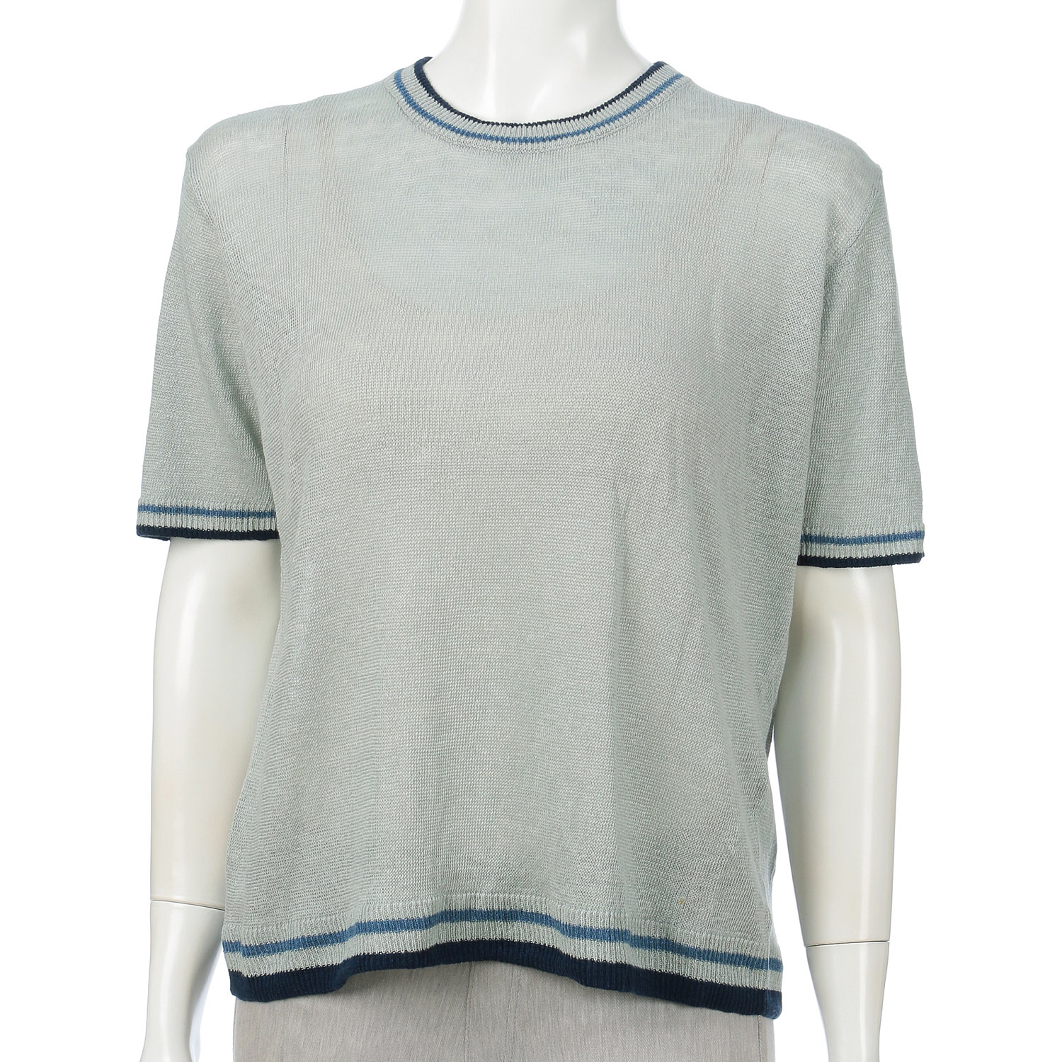 麻100％3配色丸首プルオーバー - 画像3