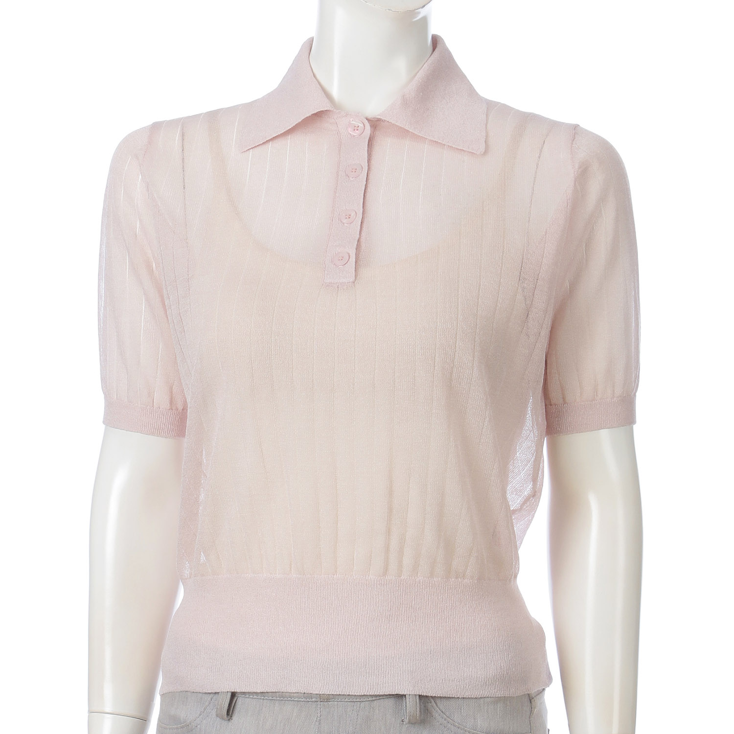 シアーポロ衿セーター