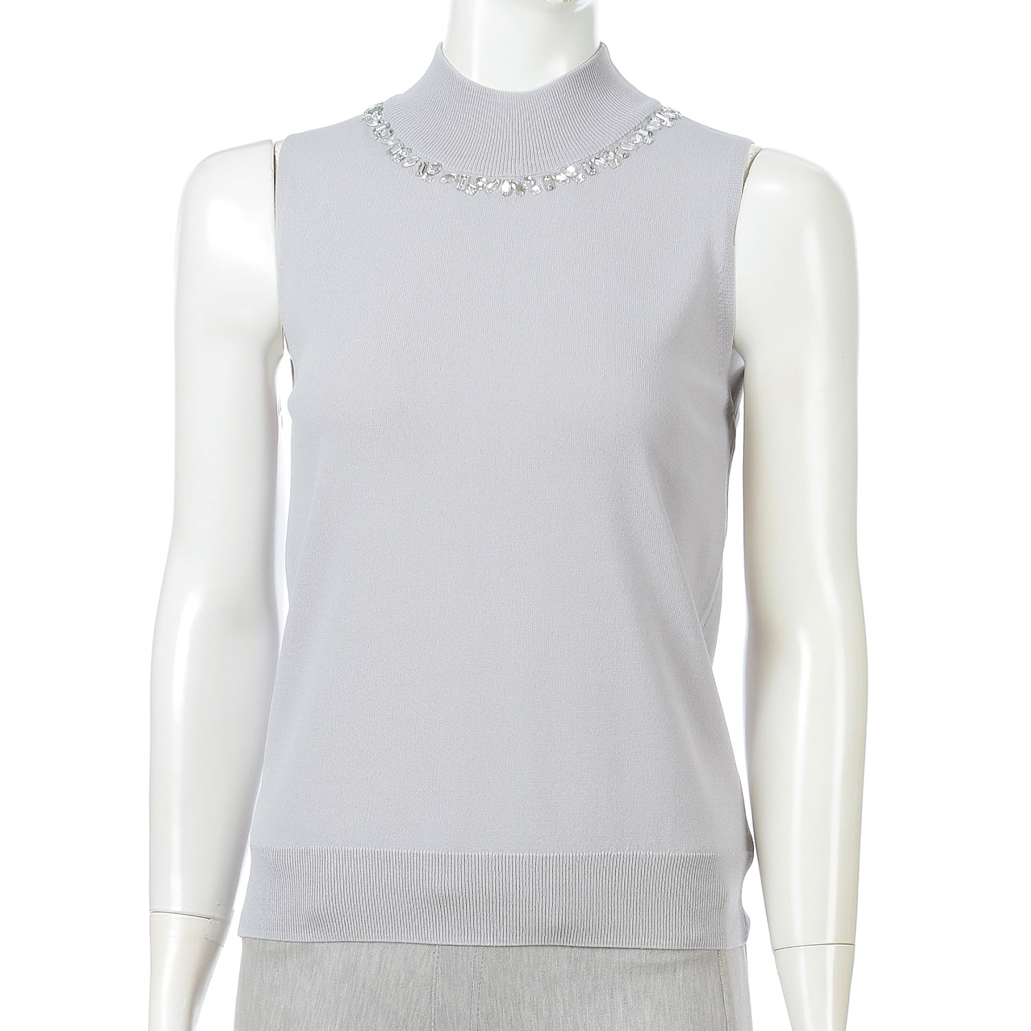 【Insta Live】ビジュー付きハイネックノースリーブニット - 画像5