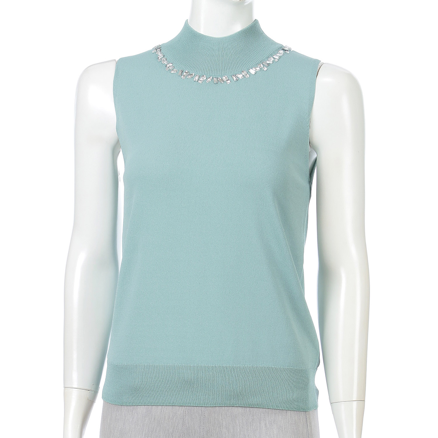 【Insta Live】ビジュー付きハイネックノースリーブニット - 画像8