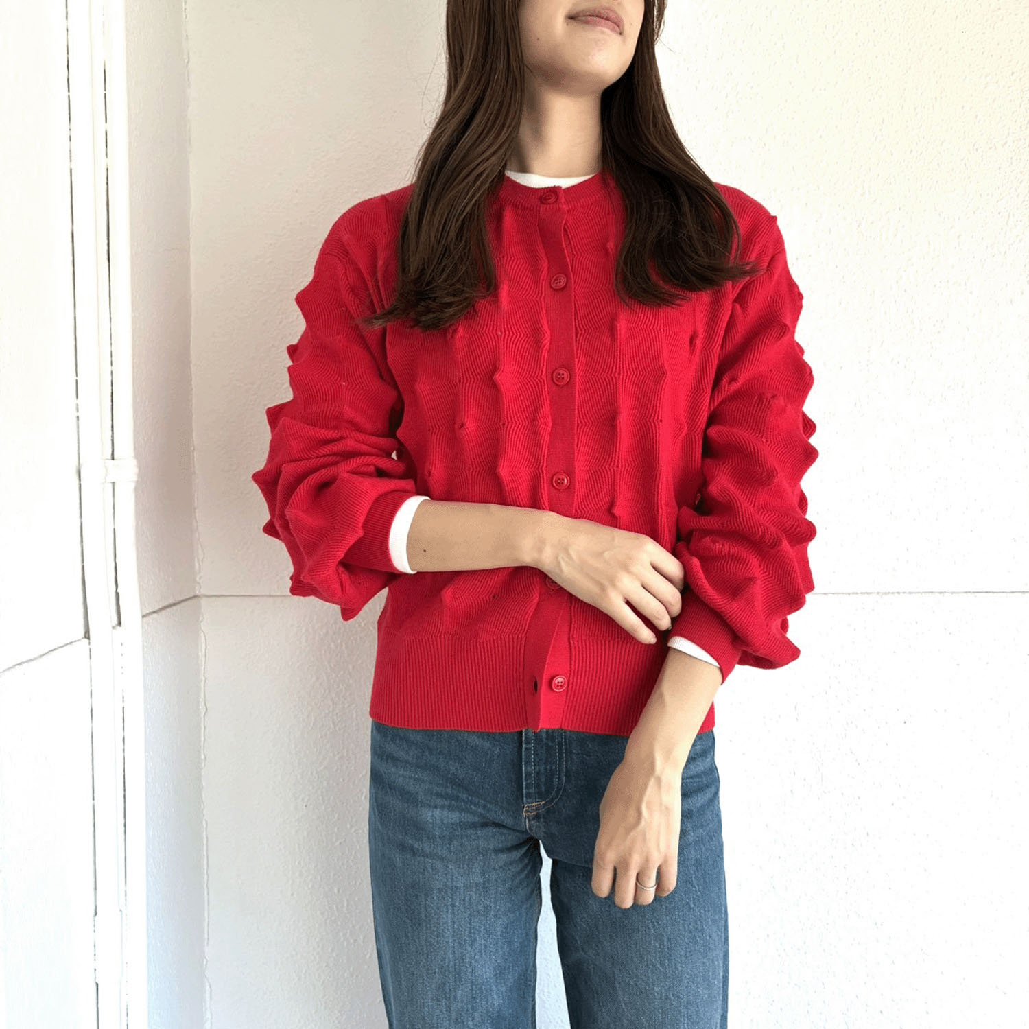 ポコポコ編地カーディガン