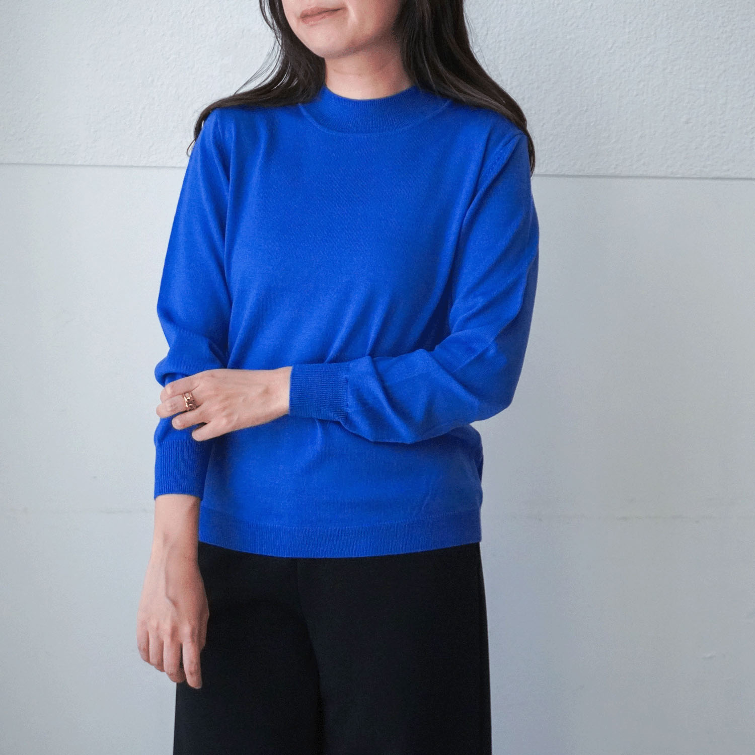 ウール100％ベーシックハイネックセーター - 画像1