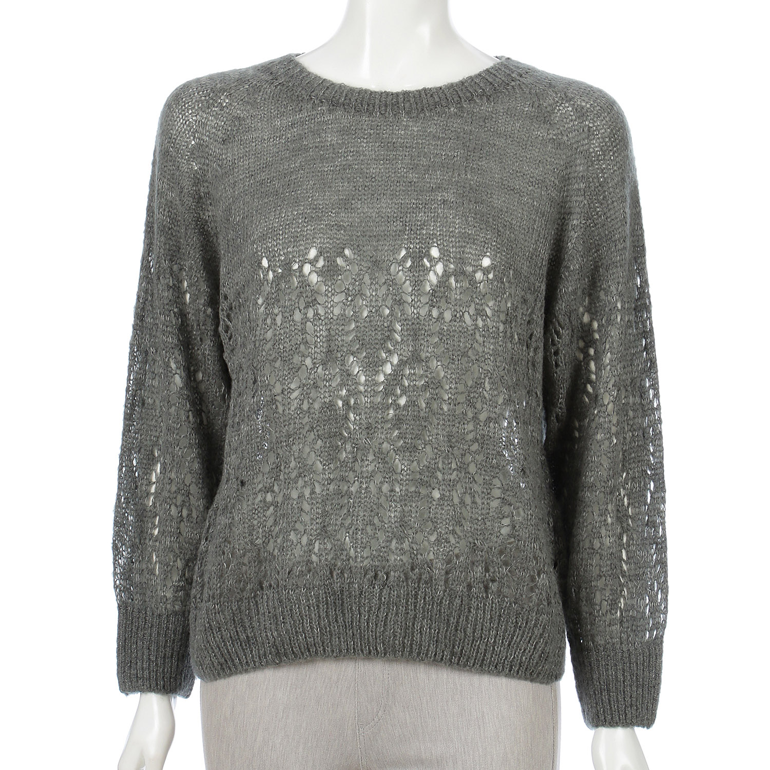 カスリ混部分編み柄プルオーバー - 画像1