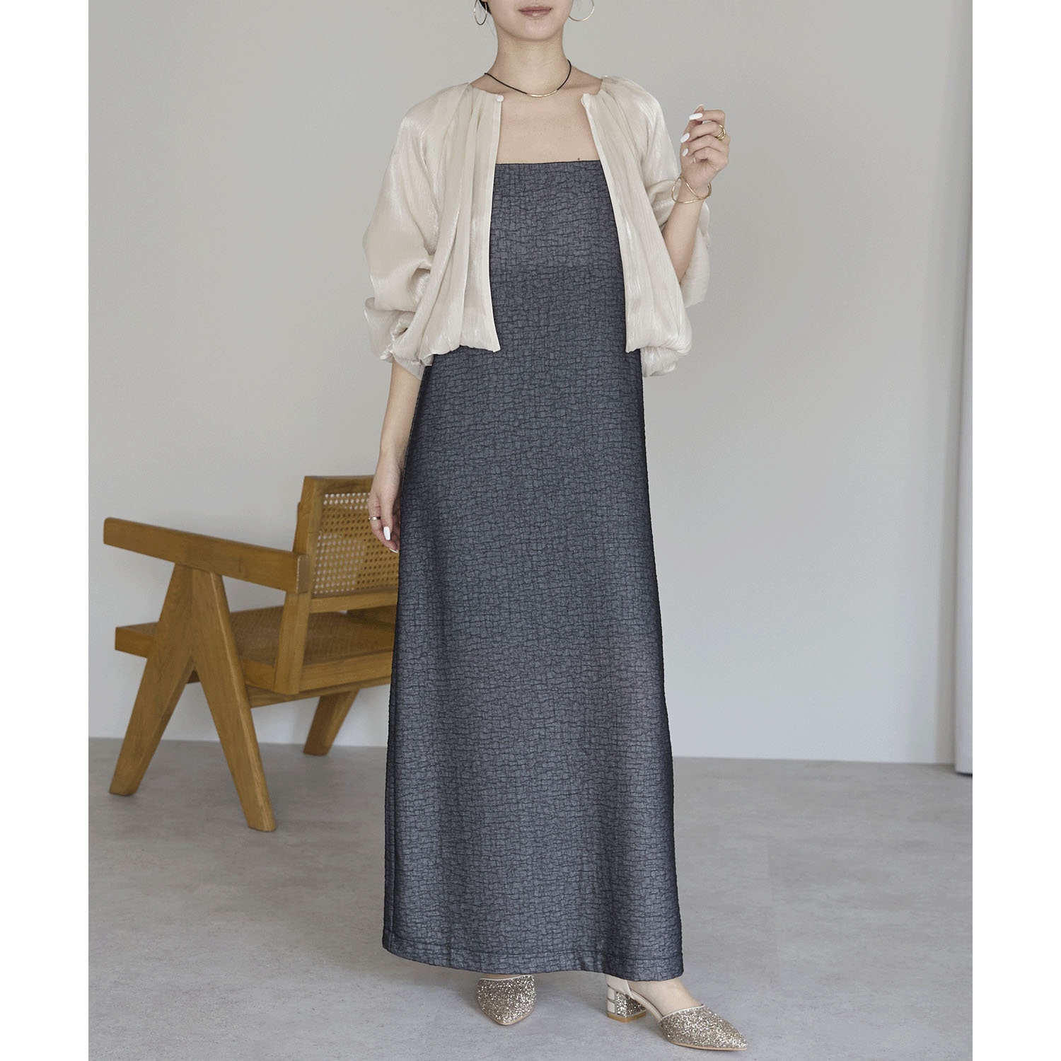 【お取り寄せ】PREFERIR（プレフェリール） ラメ楊柳バルーンスリーブボレロ - 画像30