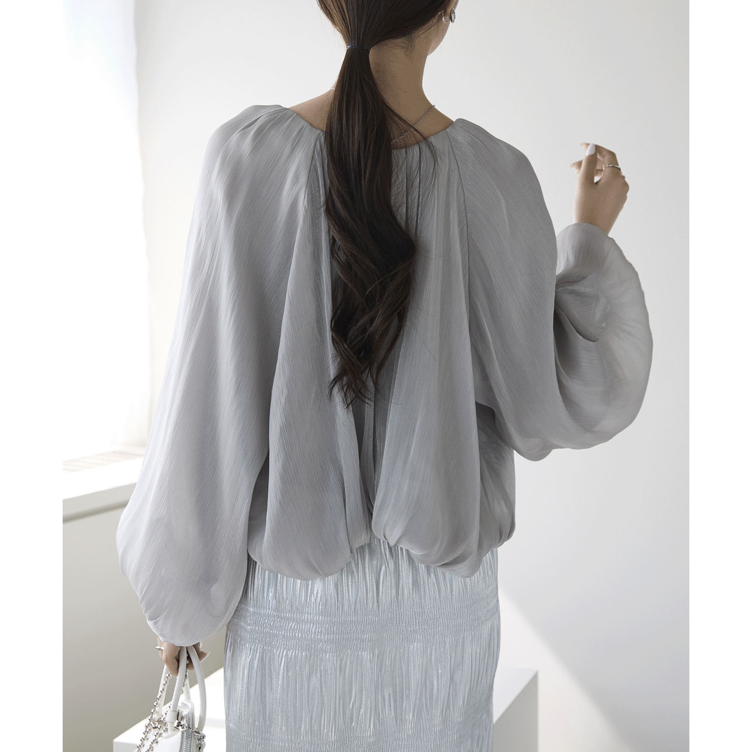 【お取り寄せ】PREFERIR（プレフェリール） ラメ楊柳バルーンスリーブボレロ - 画像9