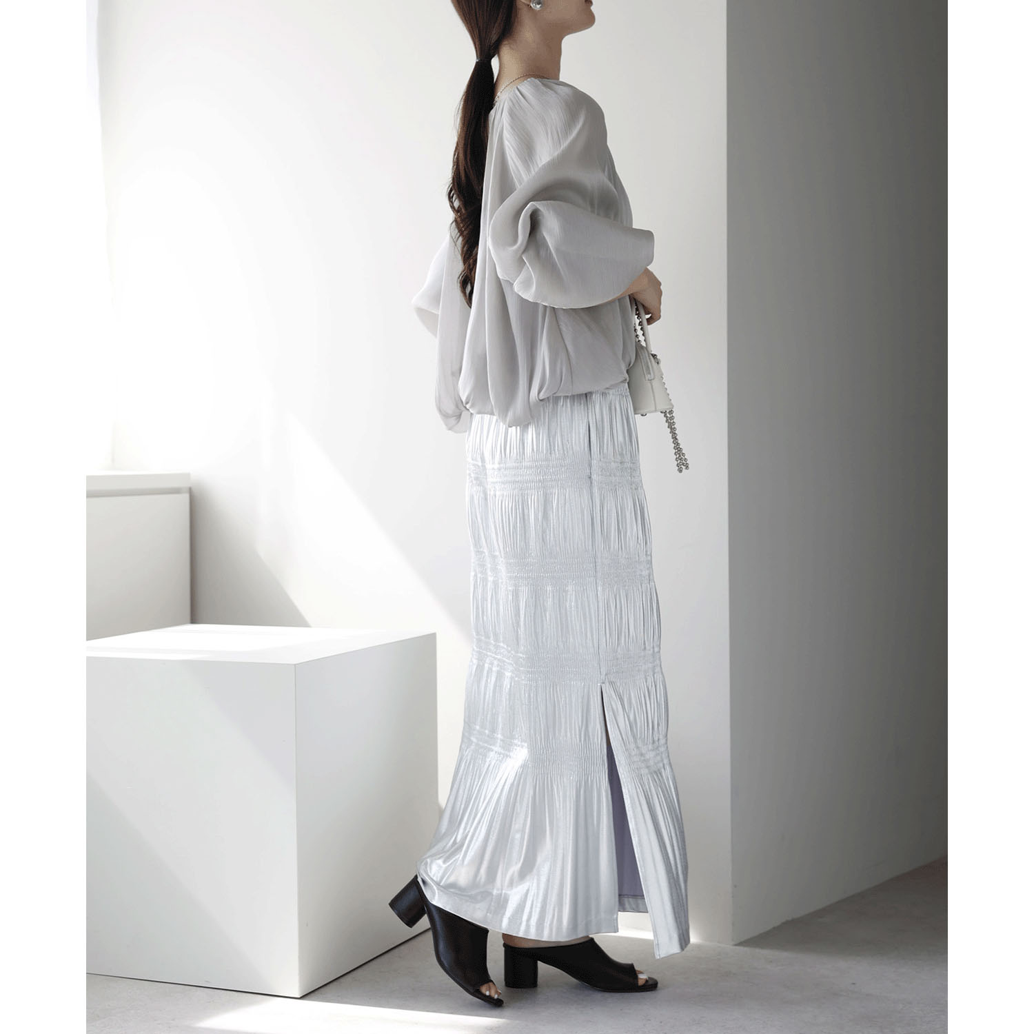 【お取り寄せ】PREFERIR（プレフェリール） ラメ楊柳バルーンスリーブボレロ - 画像10