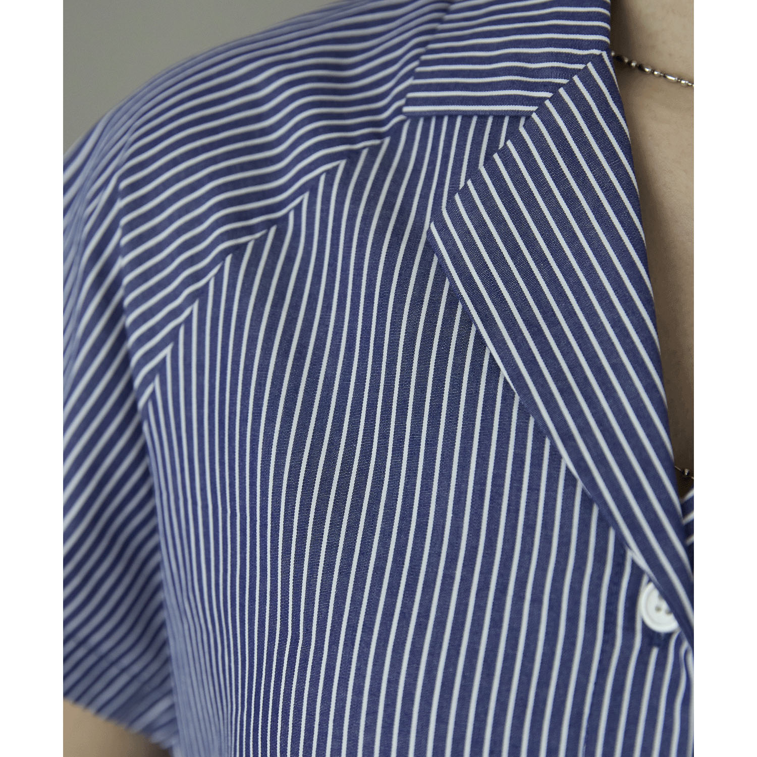 【お取り寄せ】PREFERIR（プレフェリール） ストライプラグラン切替 オープンカラーワンピース - 画像14