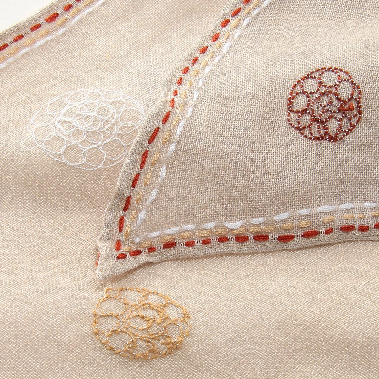 インド製コットンリネン刺繍ストール - 画像4