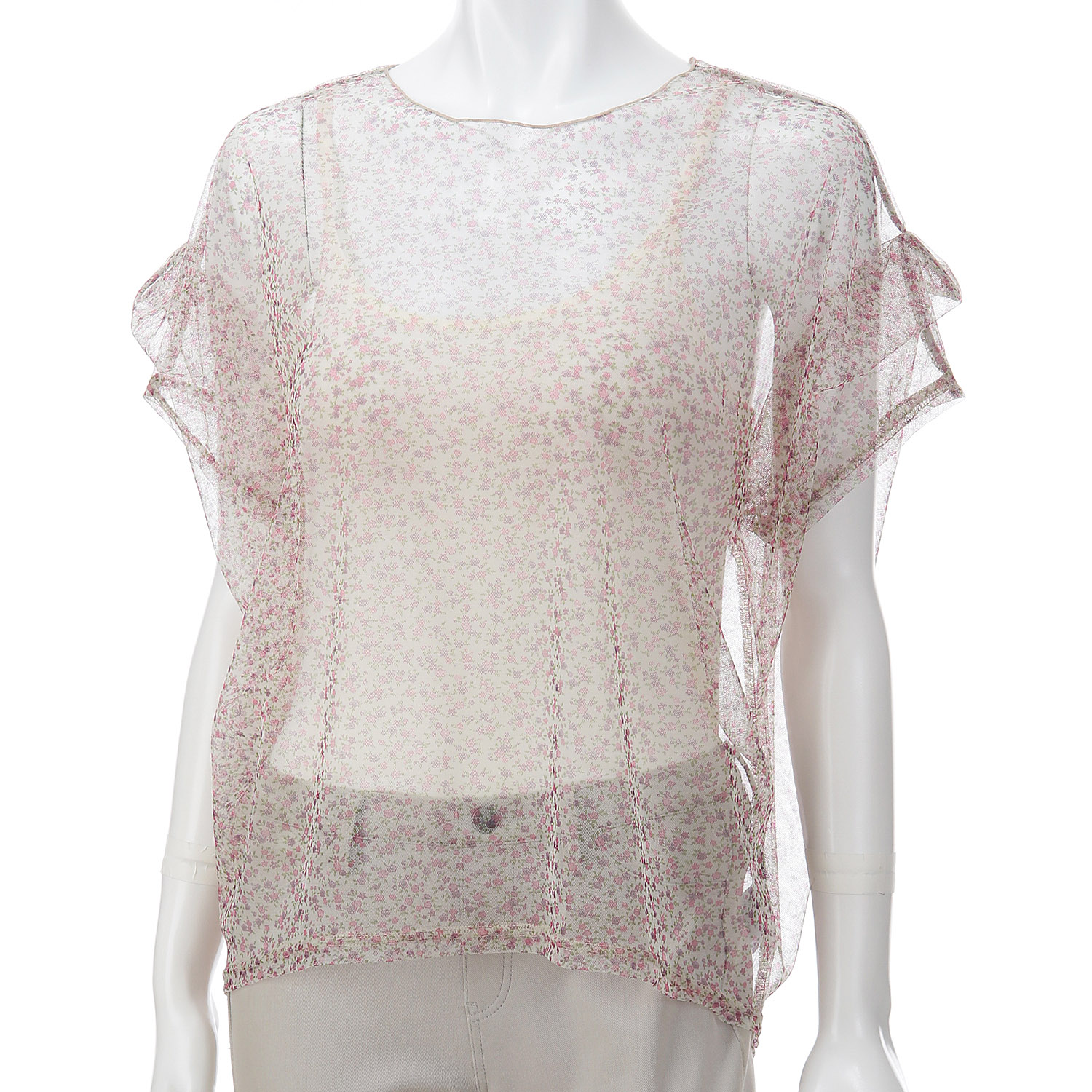 チュール小花袖タックプルオーバー - 画像1