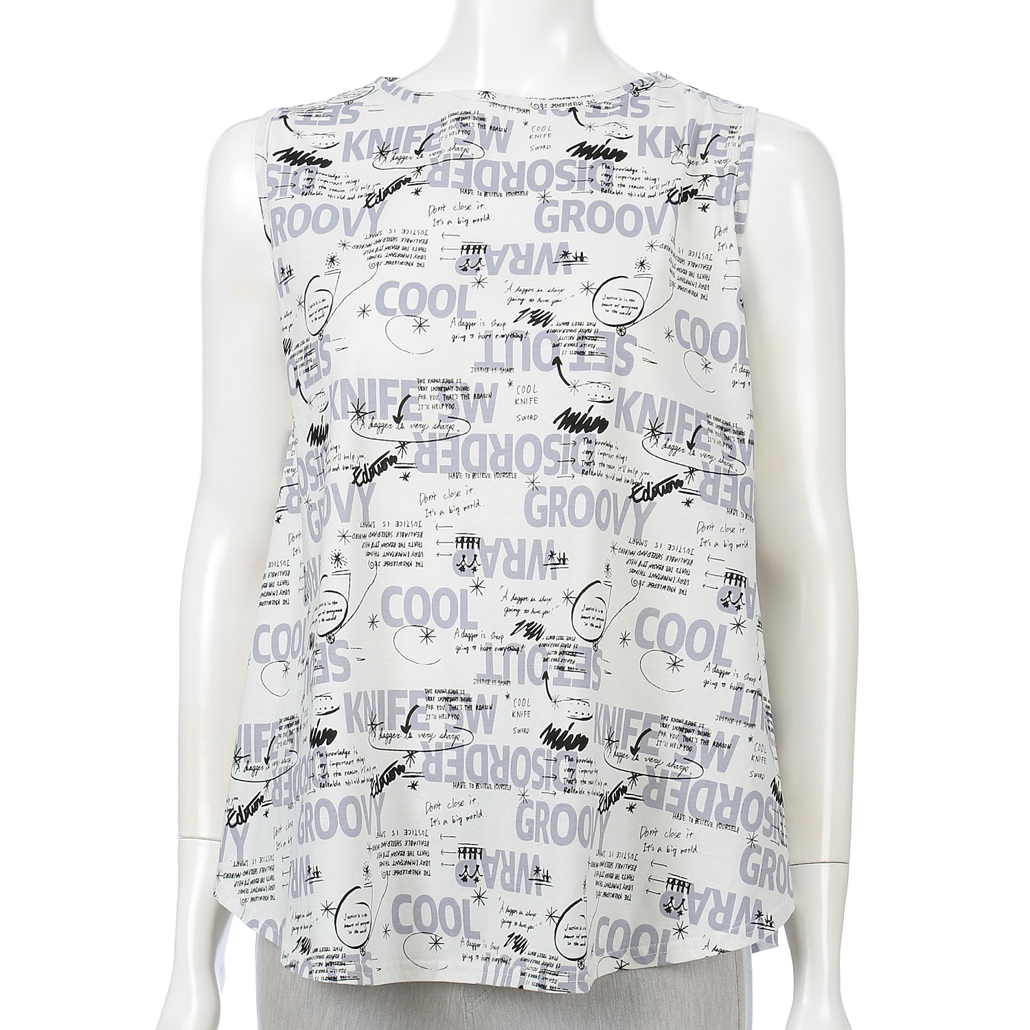 英字フレアーノースリーブカットソー - 画像1