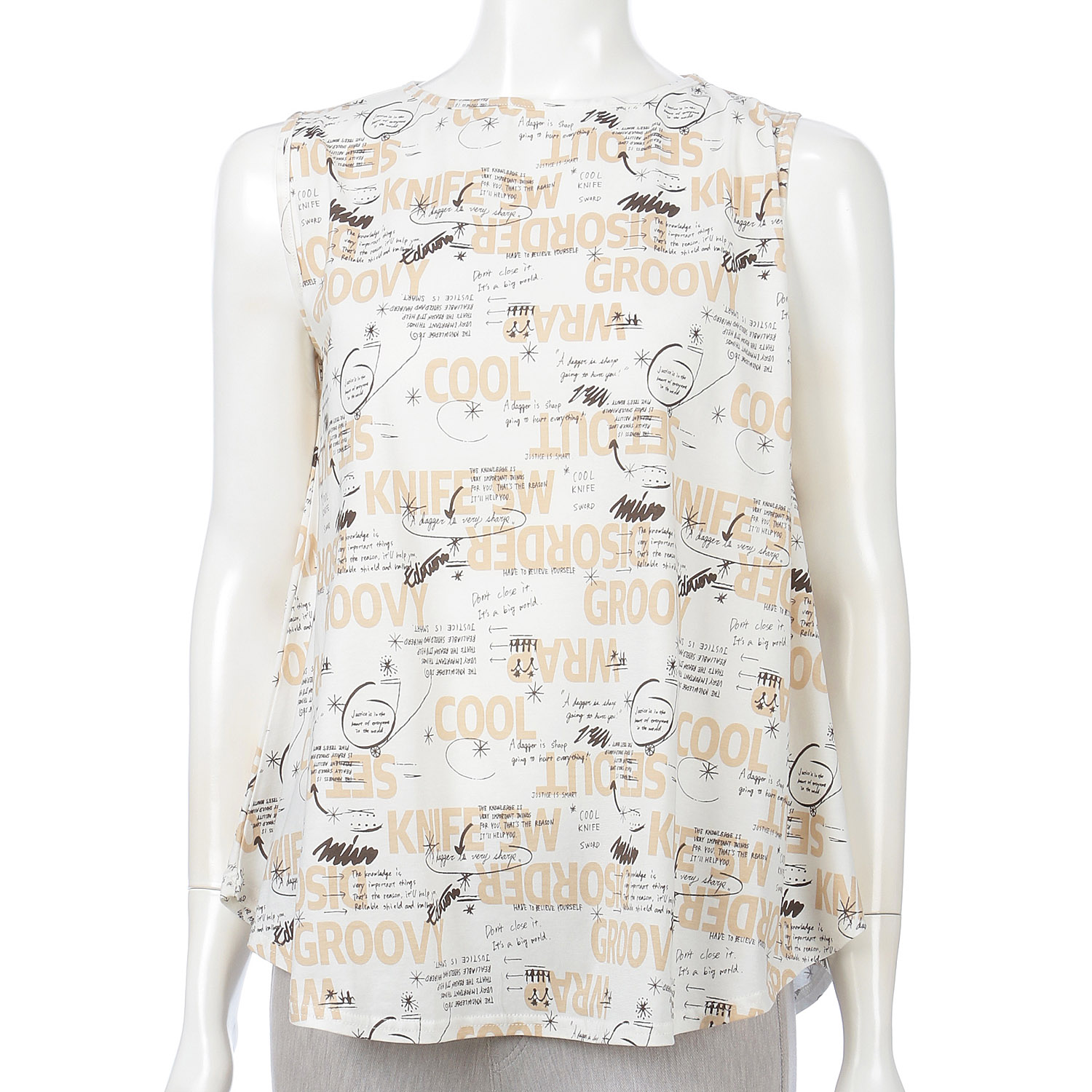 英字フレアーノースリーブカットソー