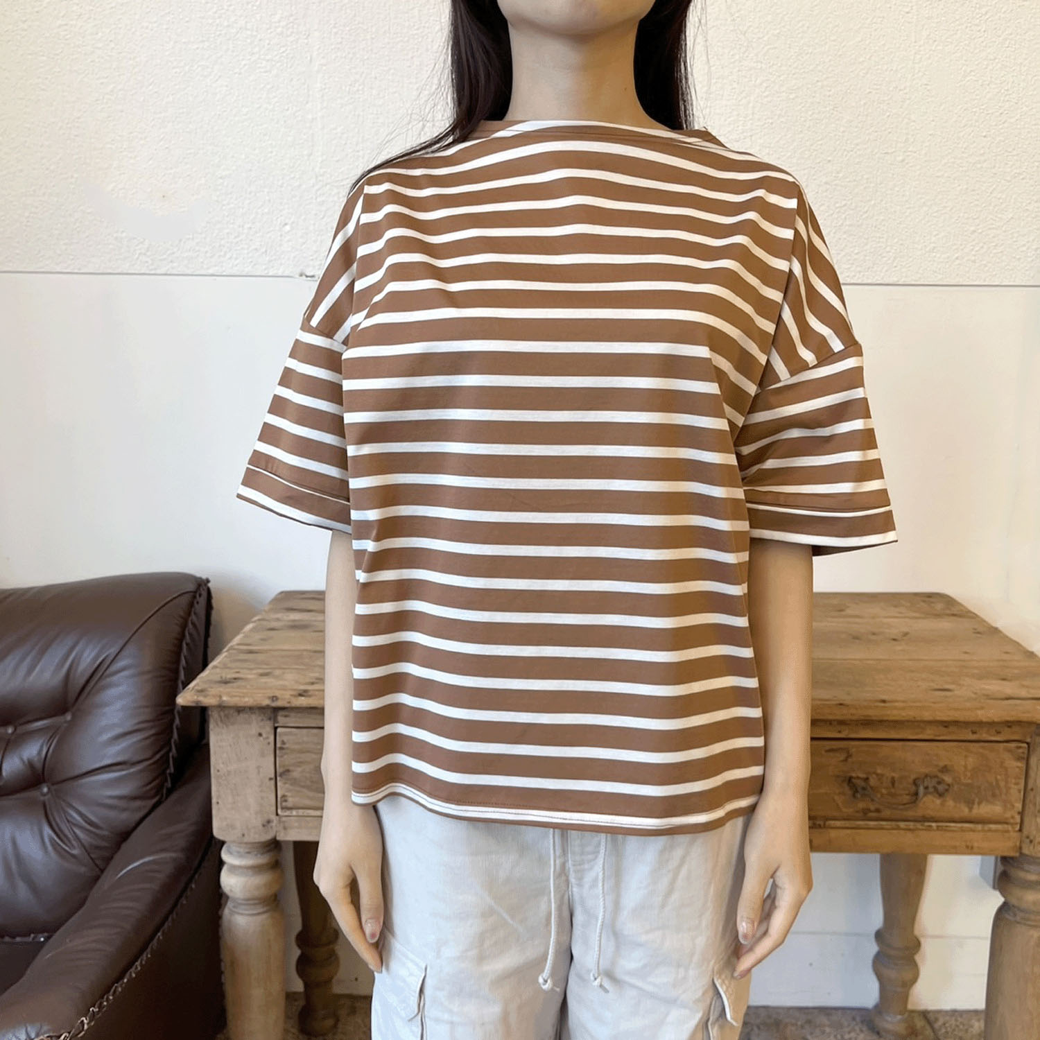 ボーダー背長プルオーバー