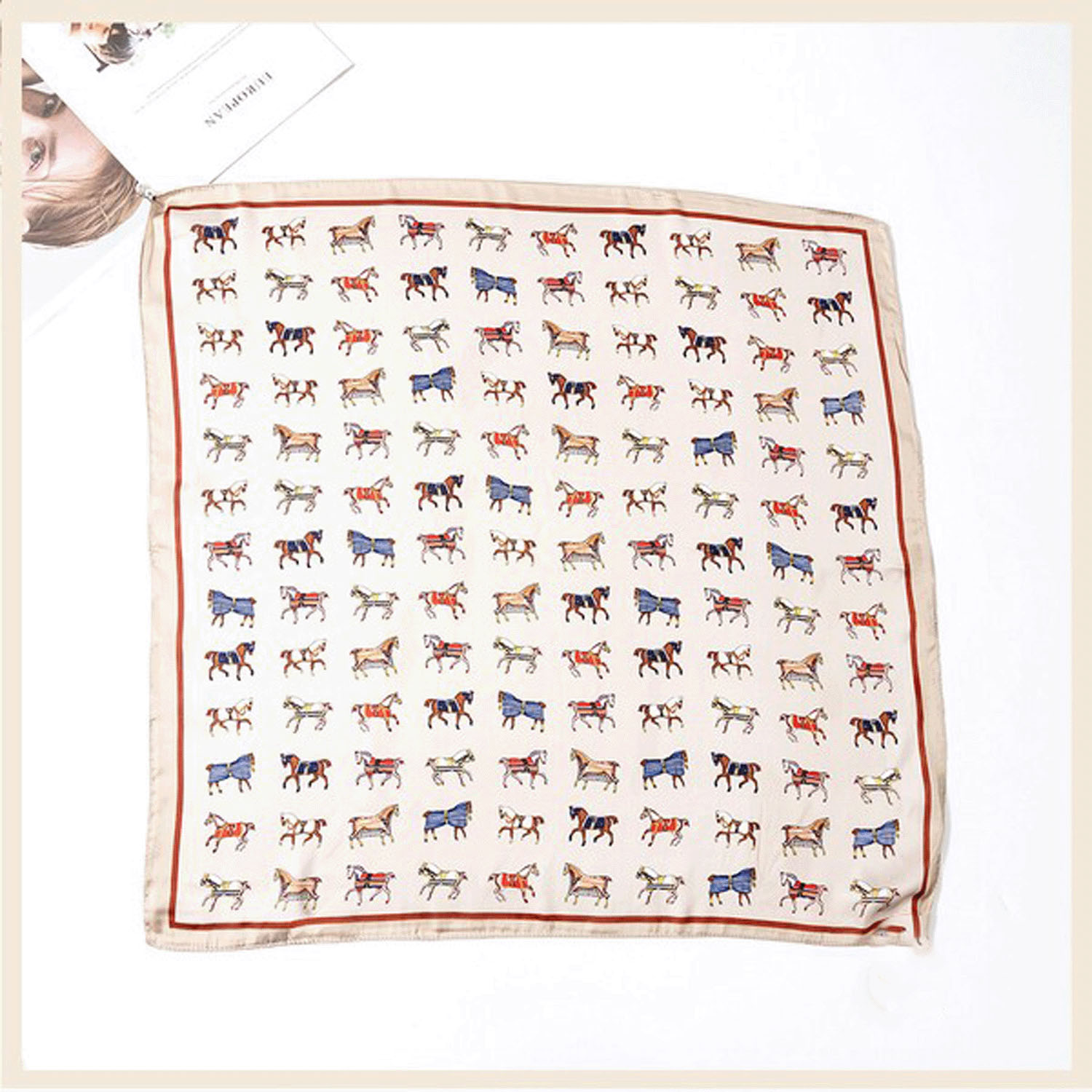 【12，15，43，60終了】マグネット付きスカーフ マルチプリント シルバー金具 - 画像3