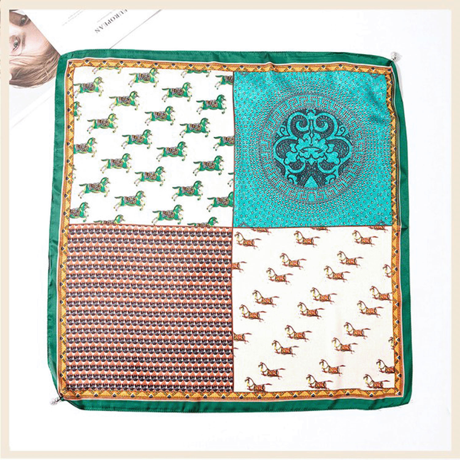 マグネット付きスカーフ マルチプリント シルバー金具 - 画像7