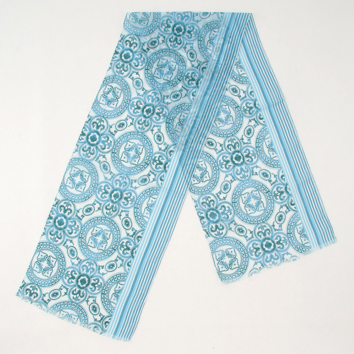 【マリンブルー、スカイブルー終了】インド製 コットンストール アラベスク - 画像2