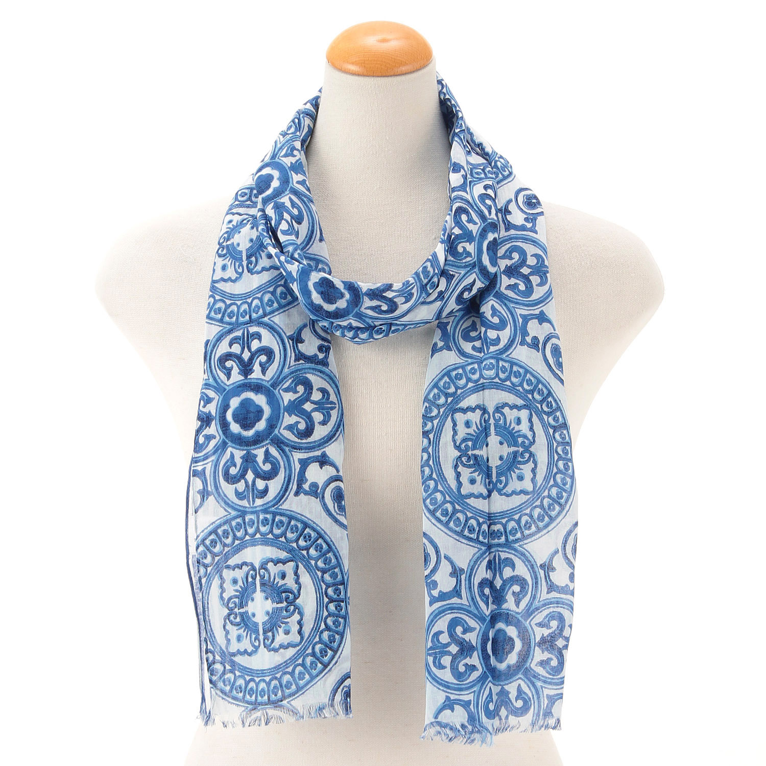 【マリンブルー、スカイブルー終了】インド製 コットンストール アラベスク - 画像4