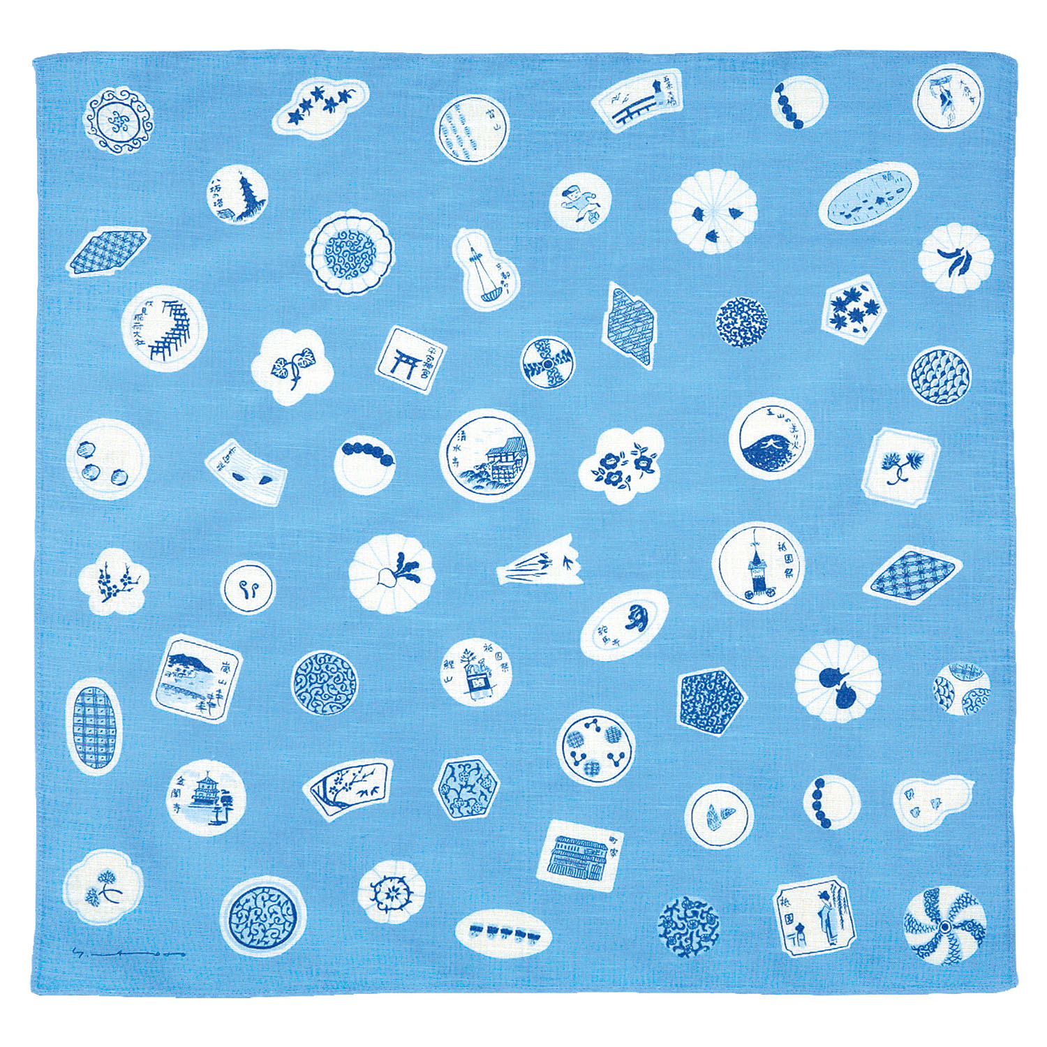 日本製 マツモトヨーコ 綿スラブハンカチスカーフ 50×50 - 画像3