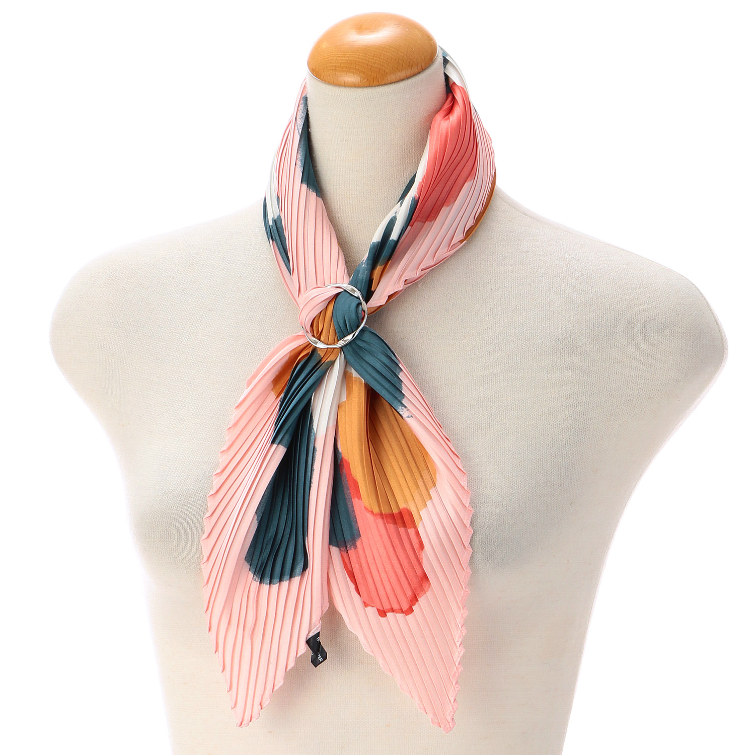 スカーフリング付きプリーツスカーフ ポップ - 画像1