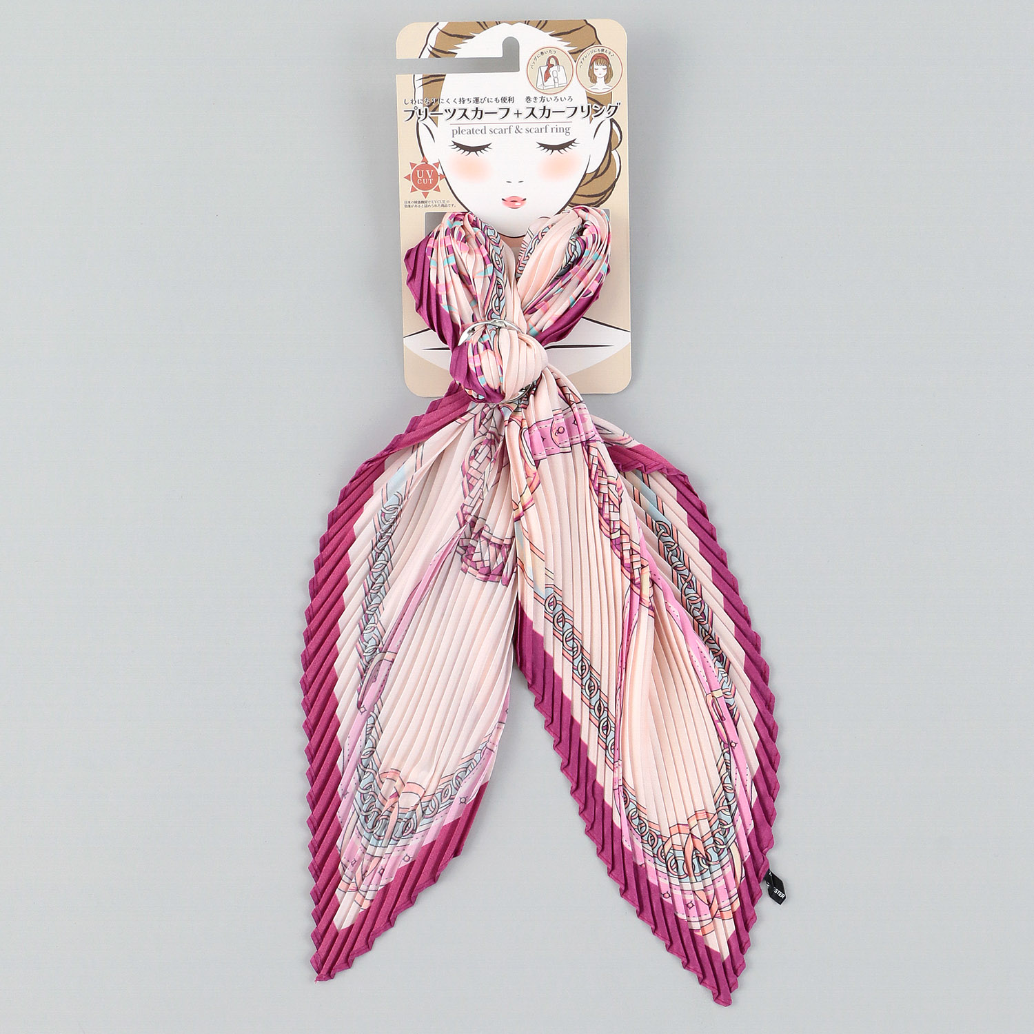 スカーフリング付きプリーツスカーフ エスニック - 画像6