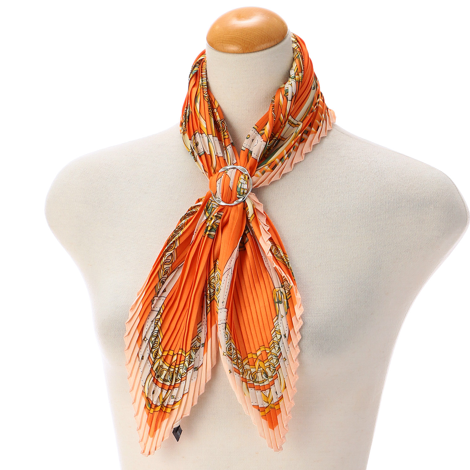 スカーフリング付きプリーツスカーフ エスニック - 画像1