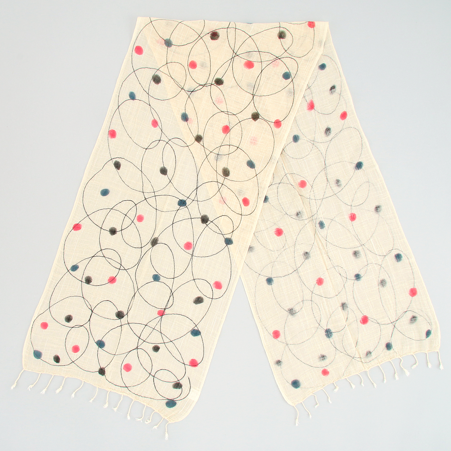 【07終了】インド製 手描き風ストール カラー - 画像2